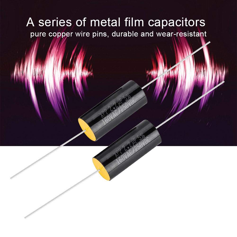 Zerone 2Pcs Capacitor Frequency Divider Capacitance Audio Speaker Capacitor With Pure Copper Wire Pins(2.2Uf)