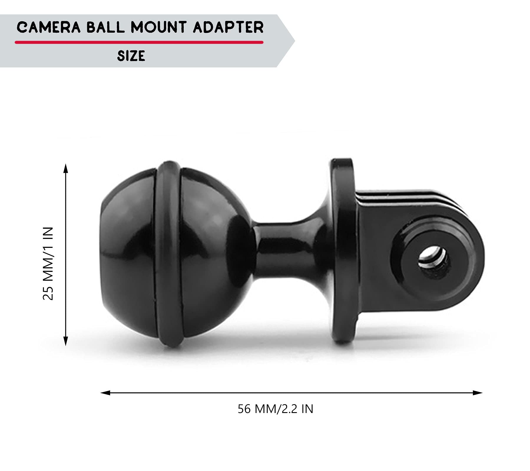 Niewalda Ball Mount Adapter,Compatible With Ram Ball Head Mounts Compatible Gopro Series/Akaso/Dji/Osmo/Sjcam Sports Camera,Aluminum Alloy Ball Action Camera Bracket(Black)