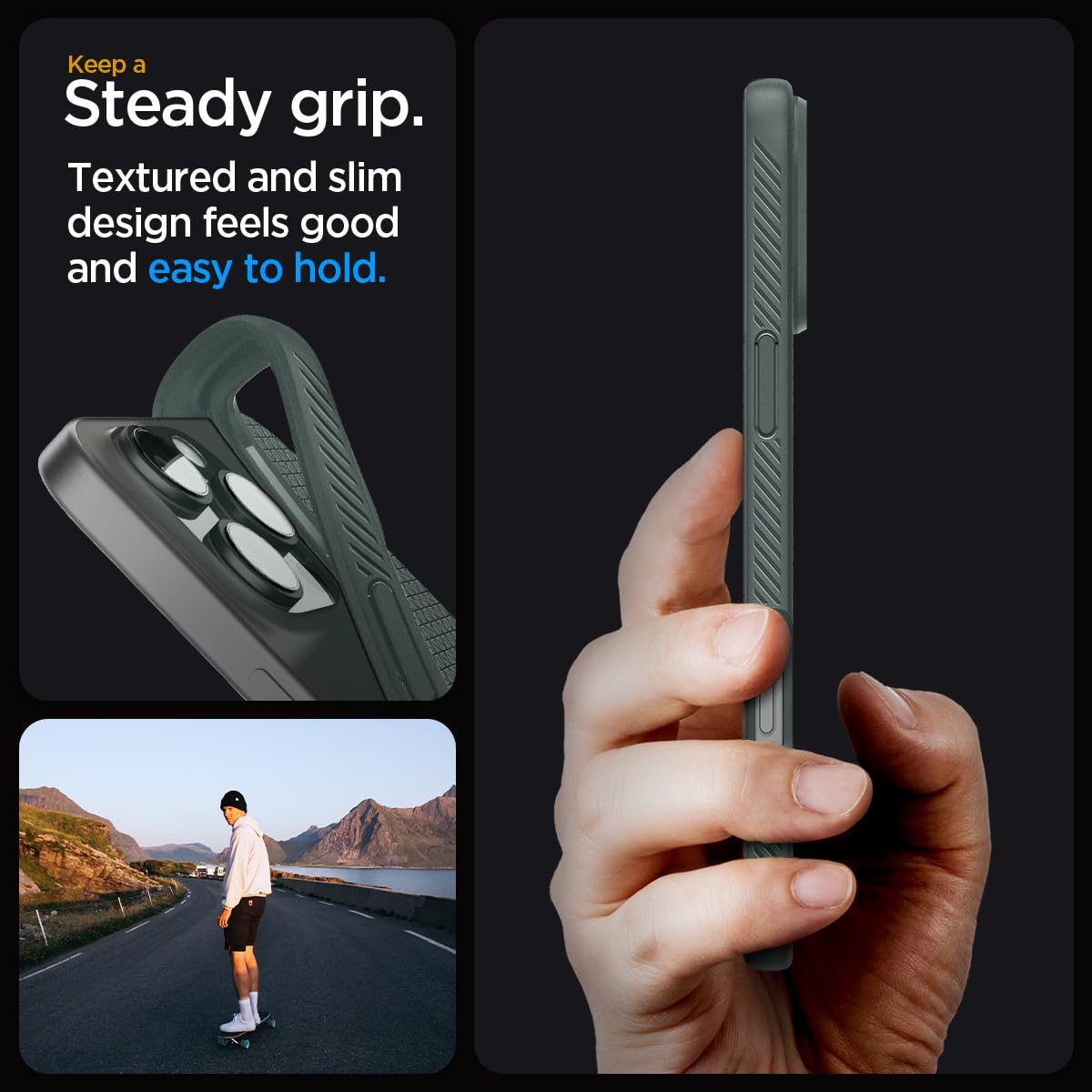 Spigen Liquid Air Designed For Iphone 16 Pro Max Case [Not Compatible With Magsafe], [Military Grade Protection]   Abyss Green