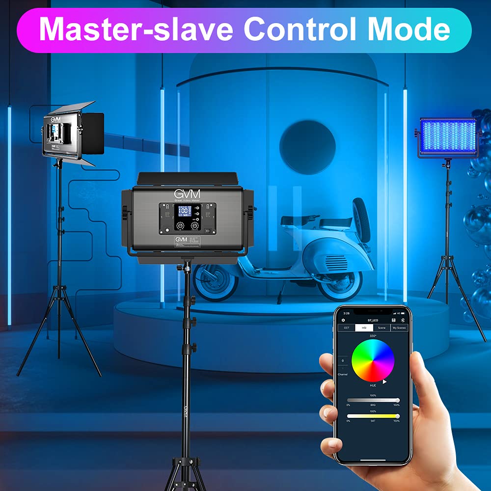 Gvm 1500D Rgb Led Video Light, 75W Video Lighting Kit With Bluetooth Control, 3 Packs Led Panel Light For Photography, Youtube S
