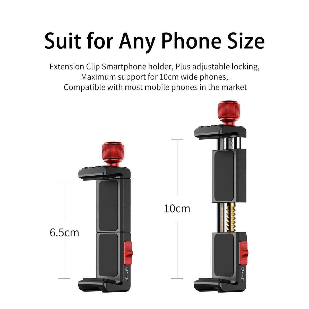 Cell Phone Tripod Mount, Ulanzi St-14 Smartphone Tripod Mount Adapter Aluminum With Cold Shoe, 360 Cell Phone Stand Holder Clamp