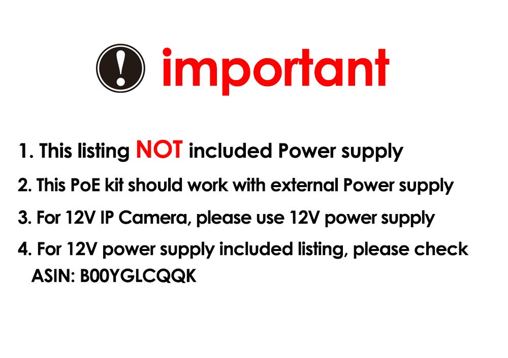 Icreatin Passive Poe Injector And Splitter Power Over Ethernet Kit With 5.5X2.1 Mm Dc Plug For Ip Security Camera  2 Pairs