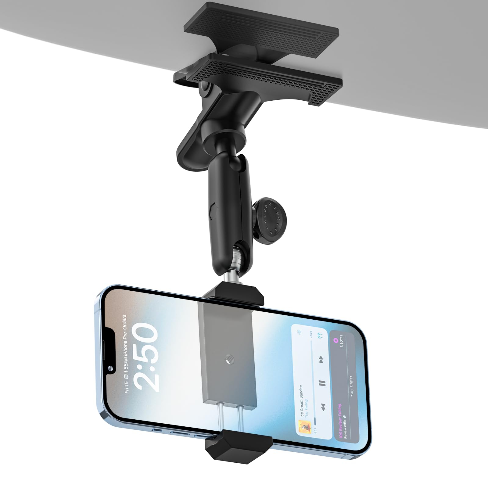 Metal Car Sun Visor Phone Holder For Iphone 16 15 14 13 12 11 Pro Max Android And All Smartphones, Car Cellphone Mount With 360 