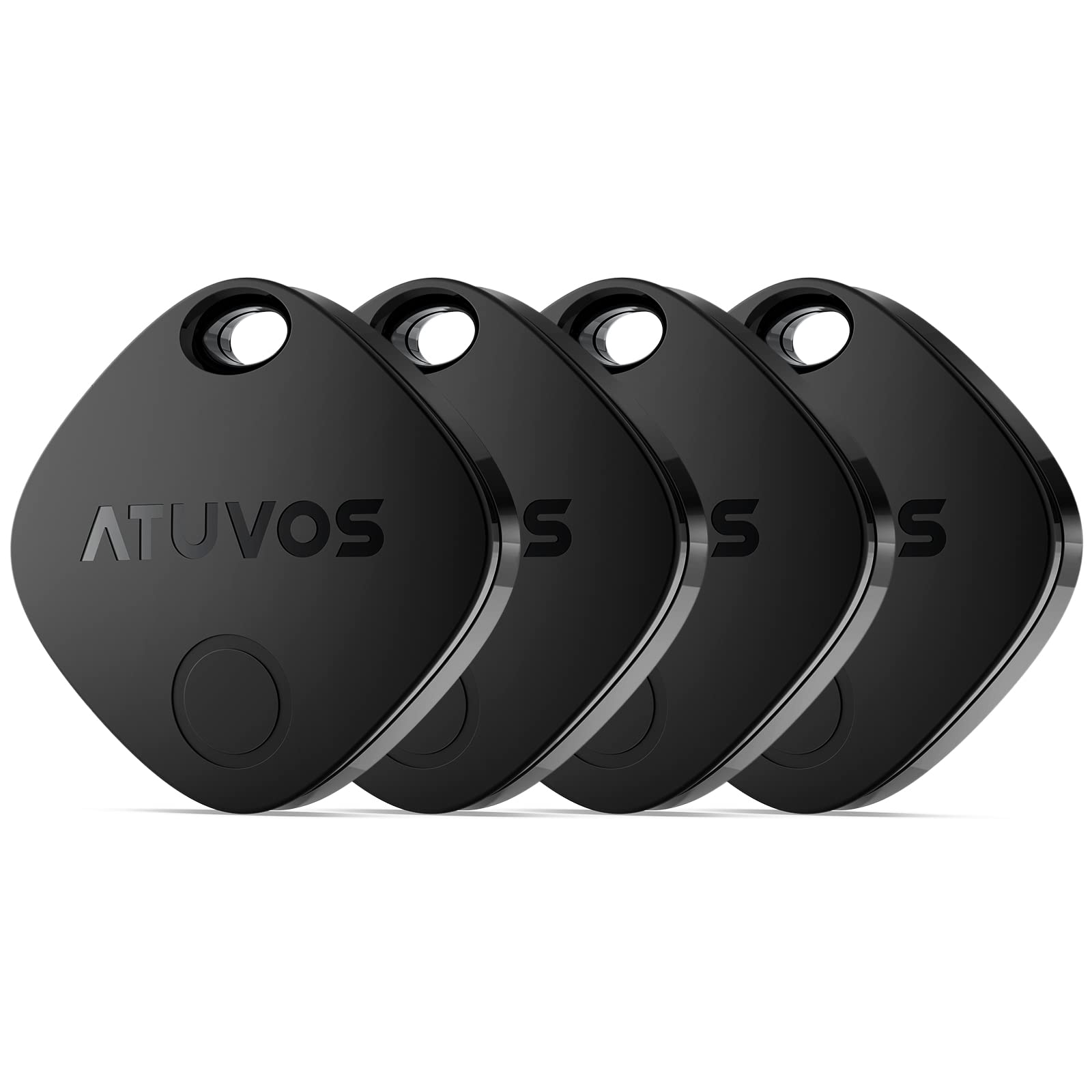 Atuvos Air Tags 4 Pack, Bluetooth Luggage Tracker Works With Apple Find My App (Ios Only, Not For Android), Keys Finder And Item Locator For Luggage, Backpack, Suitcases, Replaceable Battery (Black)