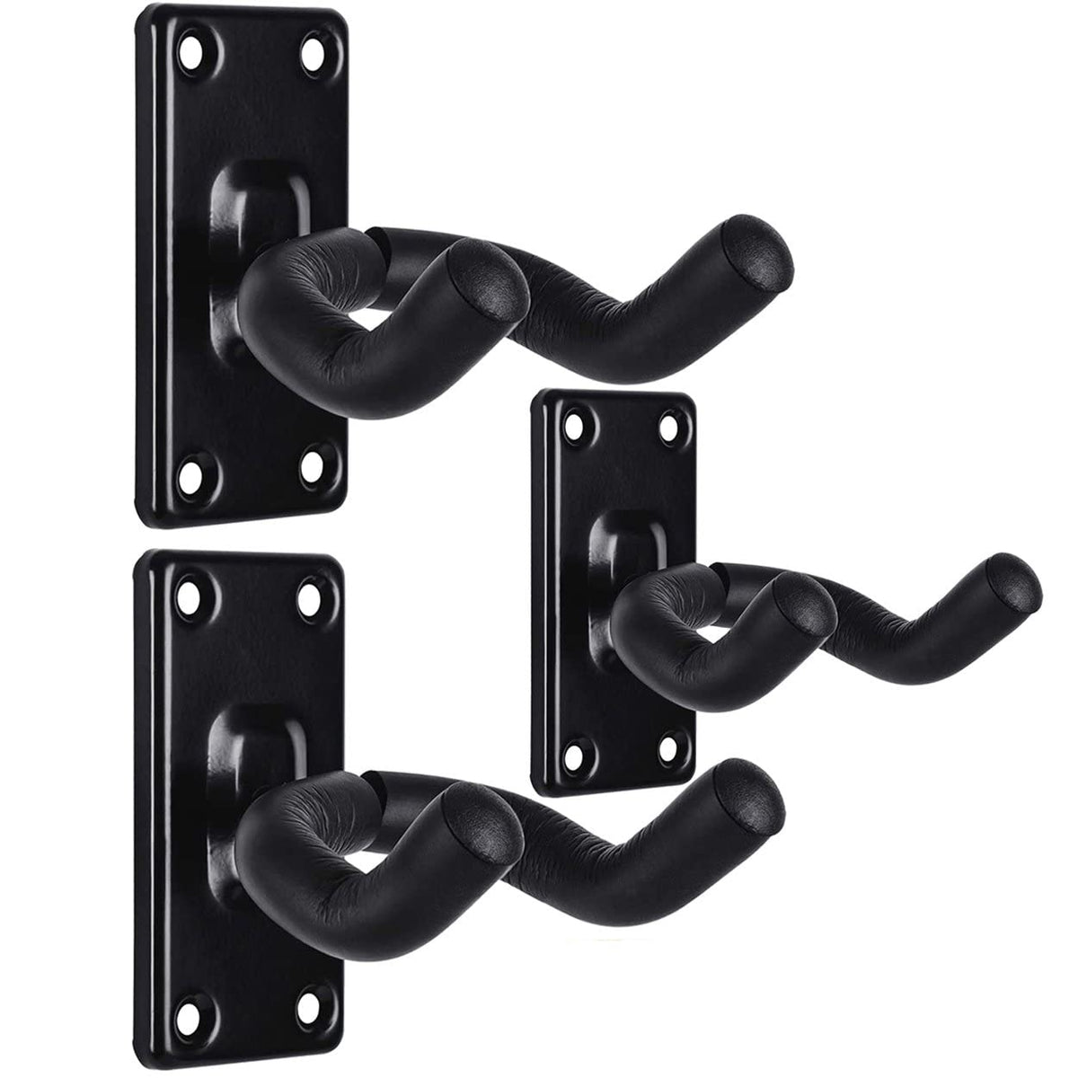 Guitar Wall Mount Hanger Hook Holder Stand 3 Pack Guitar Hangers Hooks For Acoustic Electric And Bass Guitars (3Pack Black)