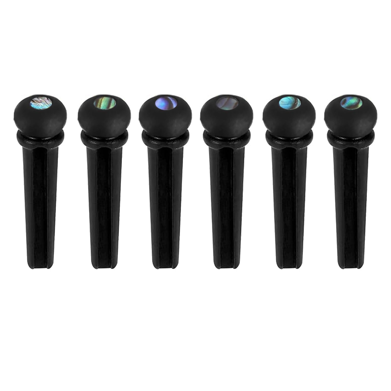 Ebony Guitar Bridge Pins Pegs-6pcs for Acoustic Classical Guitar,Folk guitar,Ukulele,Martin or Taylor - Slotted Black