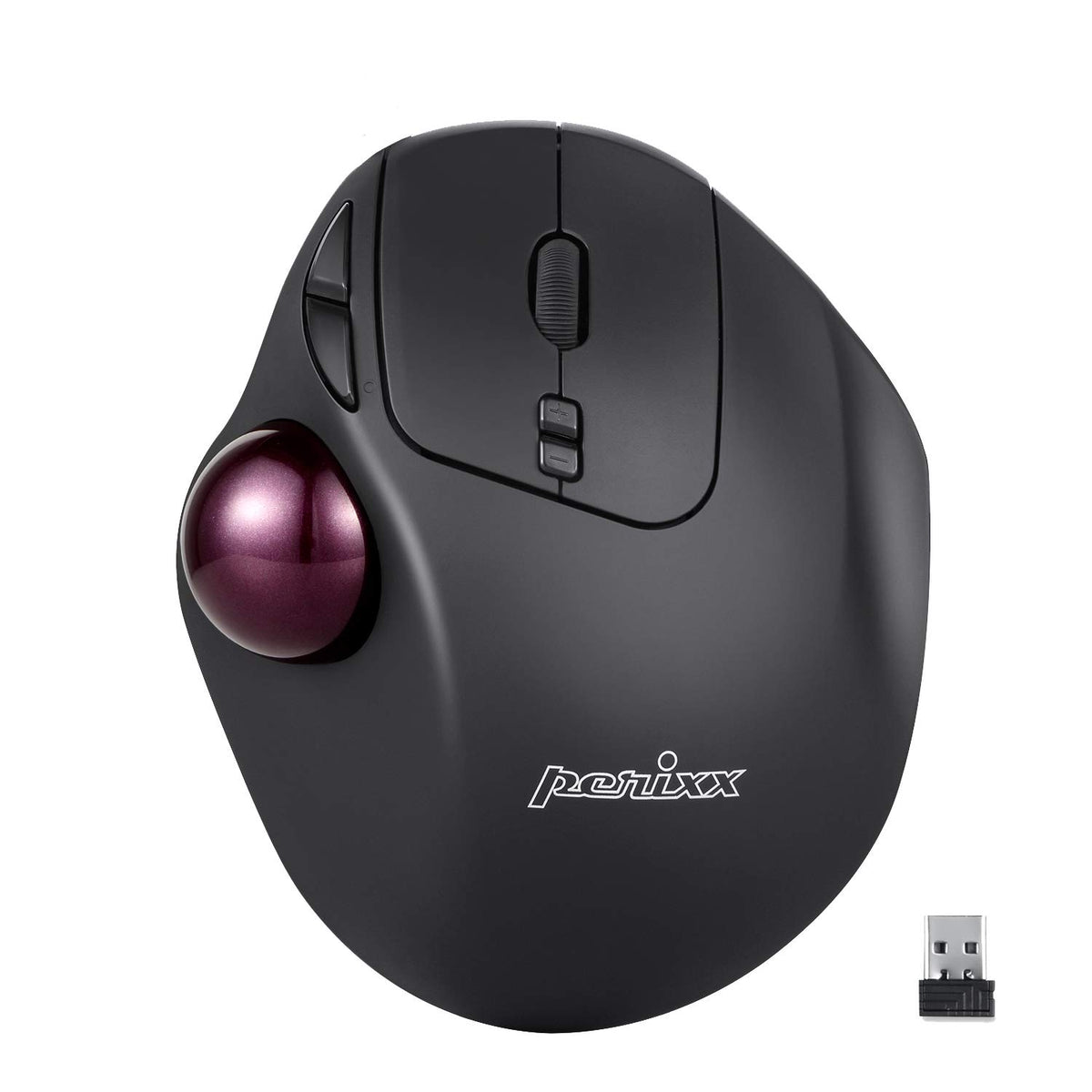Perixx11568 Perimice 717 Wireless Trackball Mouse, Build In 1.34 Inch Trackball With Pointing Feature, 5 Programmable Buttons, 2 Dpi Level, Black