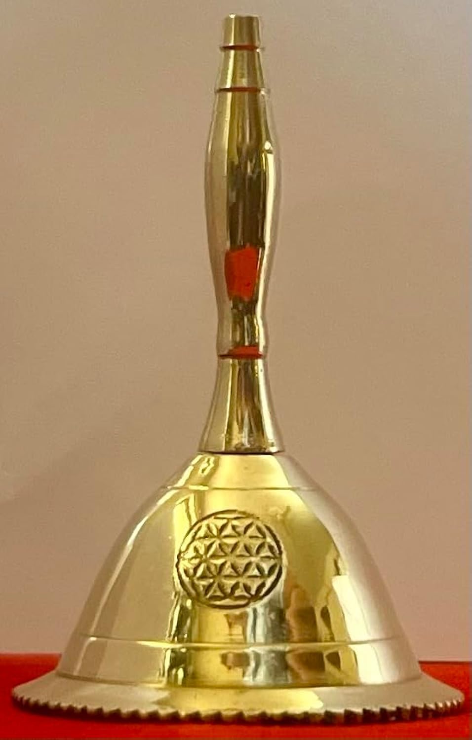 Indian Consigners Hand Bell Loud Brass Call Bells 3 Inches Altar Pendulam Use (Flower Of Life)