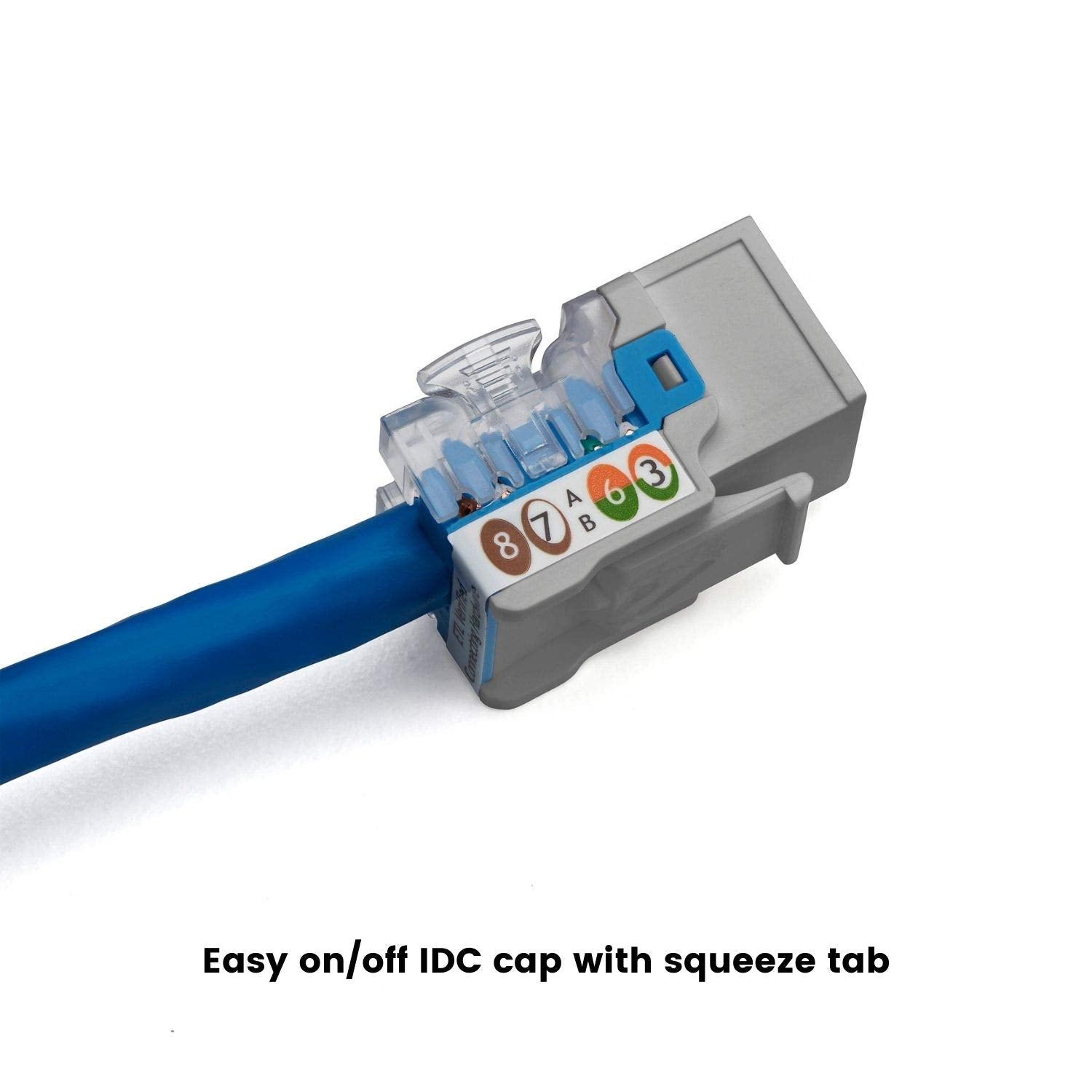 Truecable Cat6A Keystone Jack, Unshielded (Utp), 90 Degree Punch Down, Poe++ (4Ppoe), Ul Listed, Etl Verified, Ansi/Tia Certified, Modular Rj45 Female, Gray, 12 Pack