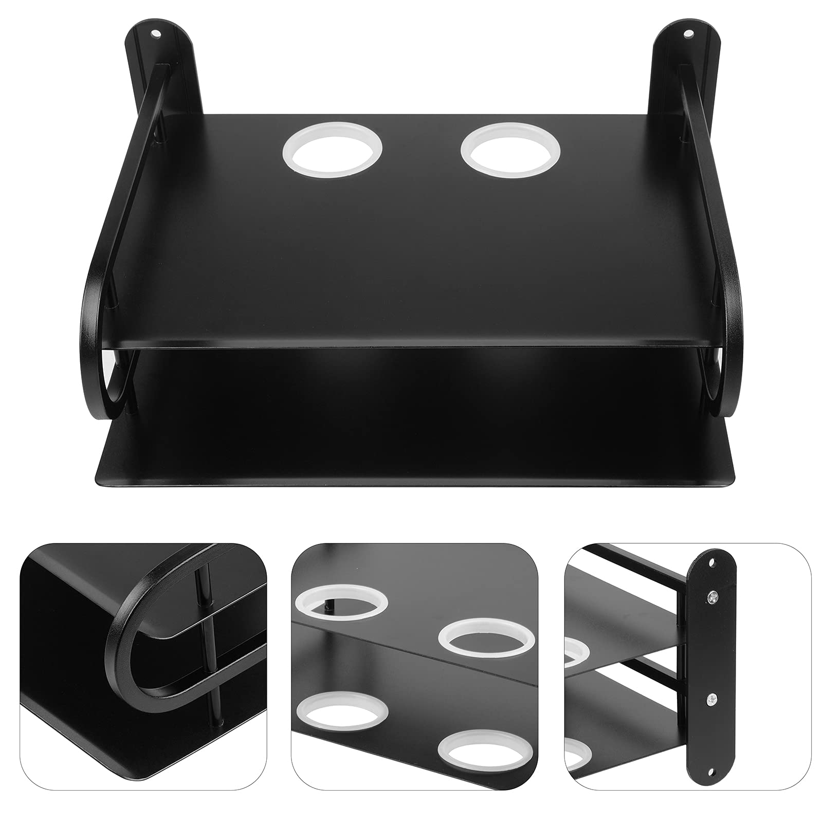 Z Color Black Metal Double Wireless Wifi Router Storage Box/Tv Set Box Shelf Wall Hanging Plug Board Bracket Cable Storage Organ