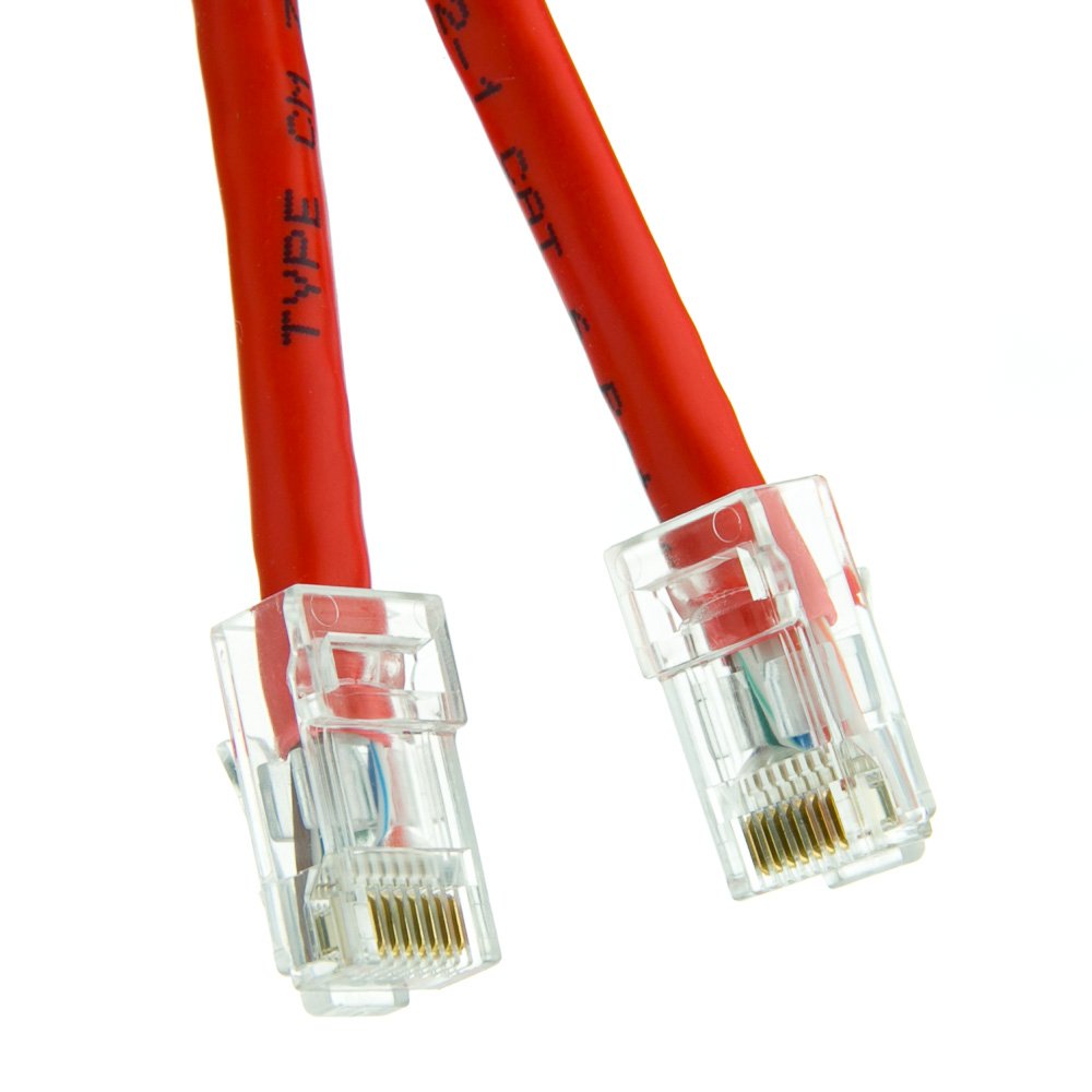 Cablewholesale 7 Foot Cat6 Red Ethernet Patch Cable, Bootless, 24Awg Network Cable With Rj45 Gold Plated Connector, 4 Pair Stran
