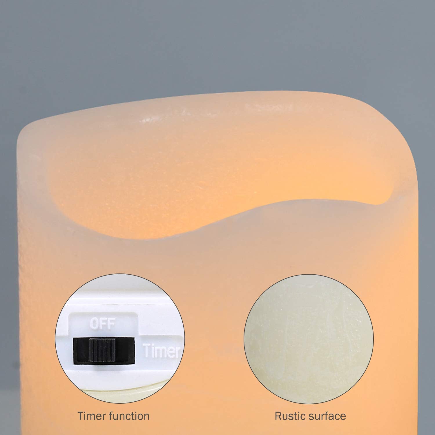 H-Blossom Flickering Flameless Candles Battery Operated Real Wax Pillar Candles Led Candles With Cycling 5H Timer Pack Of 6 (3 X