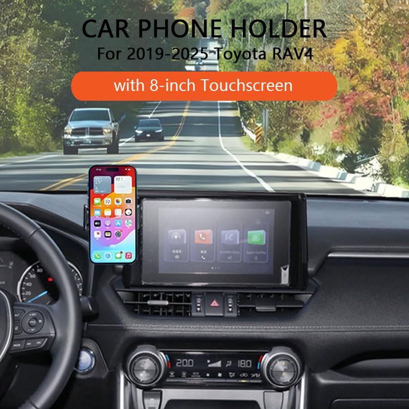 Juborre Car Phone Holder For 2019-2025 Toyota Rav4 Accessories,Phone Mount For Rav4 With 8-Inch Screen,Hands-Free Dash Mount Cel
