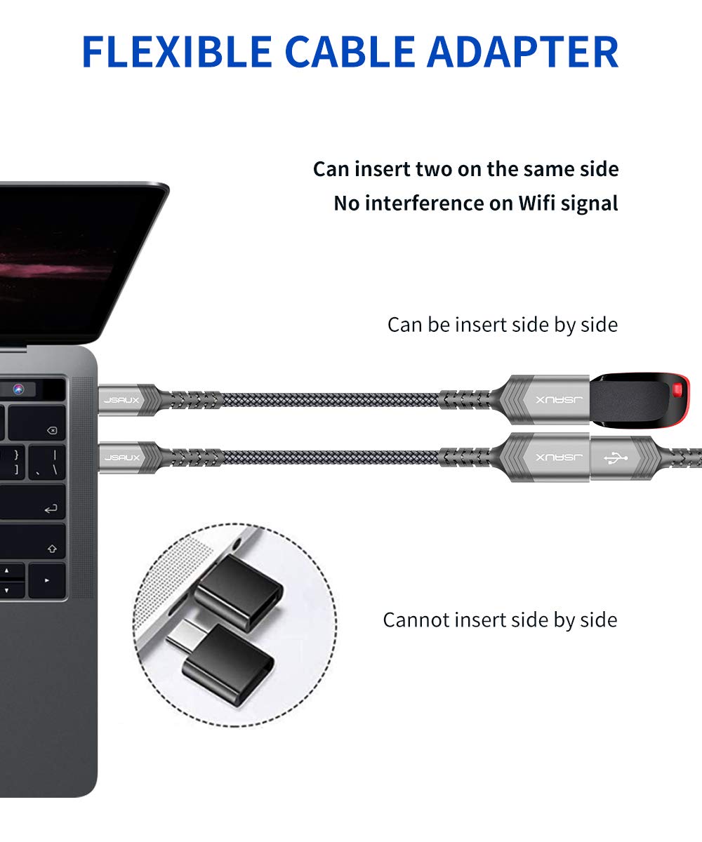 Usb C To Usb Adapter, Jsaux [0.5Ft 2 Pack] Type C 3.0 Otg Cable On The Go Type C Male To Usb A Female Adapter Compatible With Ma