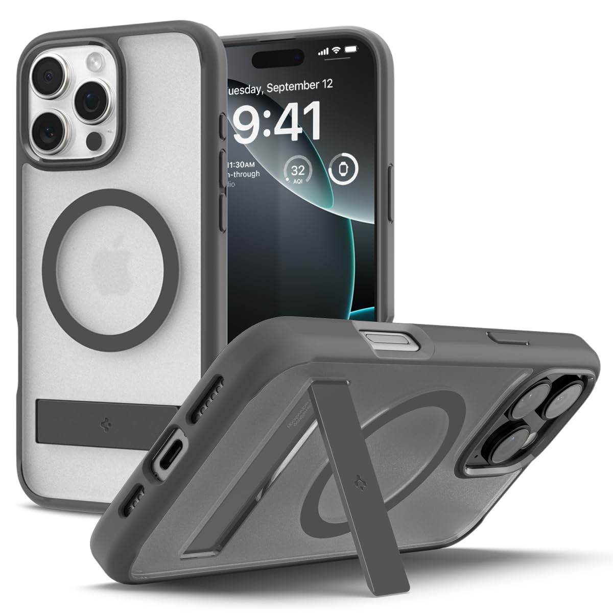 Spigen Ultra Hybrid S MagFit Designed for iPhone 16 Pro Max Case [Kickstand] [Anti Yellowing], Compatible with MagSafe - Frost G