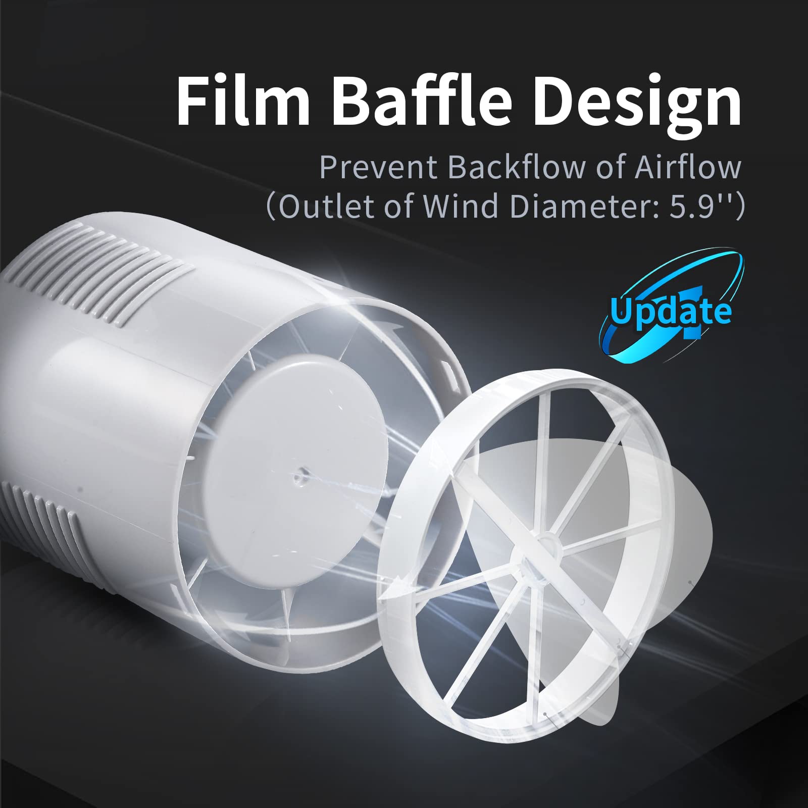 Zeyzer Black Bathroom Fan 110 Cfm 1.0 Sone 5.9'' Duct Square Ceiling Or Wall Mount Ventilation Exhaust Fan For Bathroom/Corridor