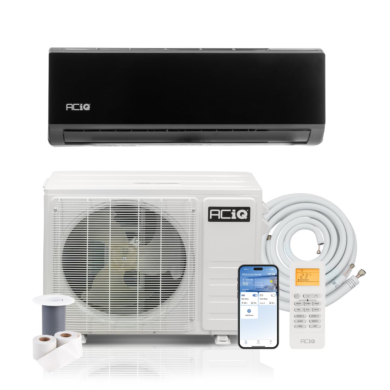 ACiQ Essentials 18000 BTU 230V 20 SEER2 Ductless Mini Split AC/Heating System with WiFi | R32 Pre-Charged 1.5 Ton Air Conditione