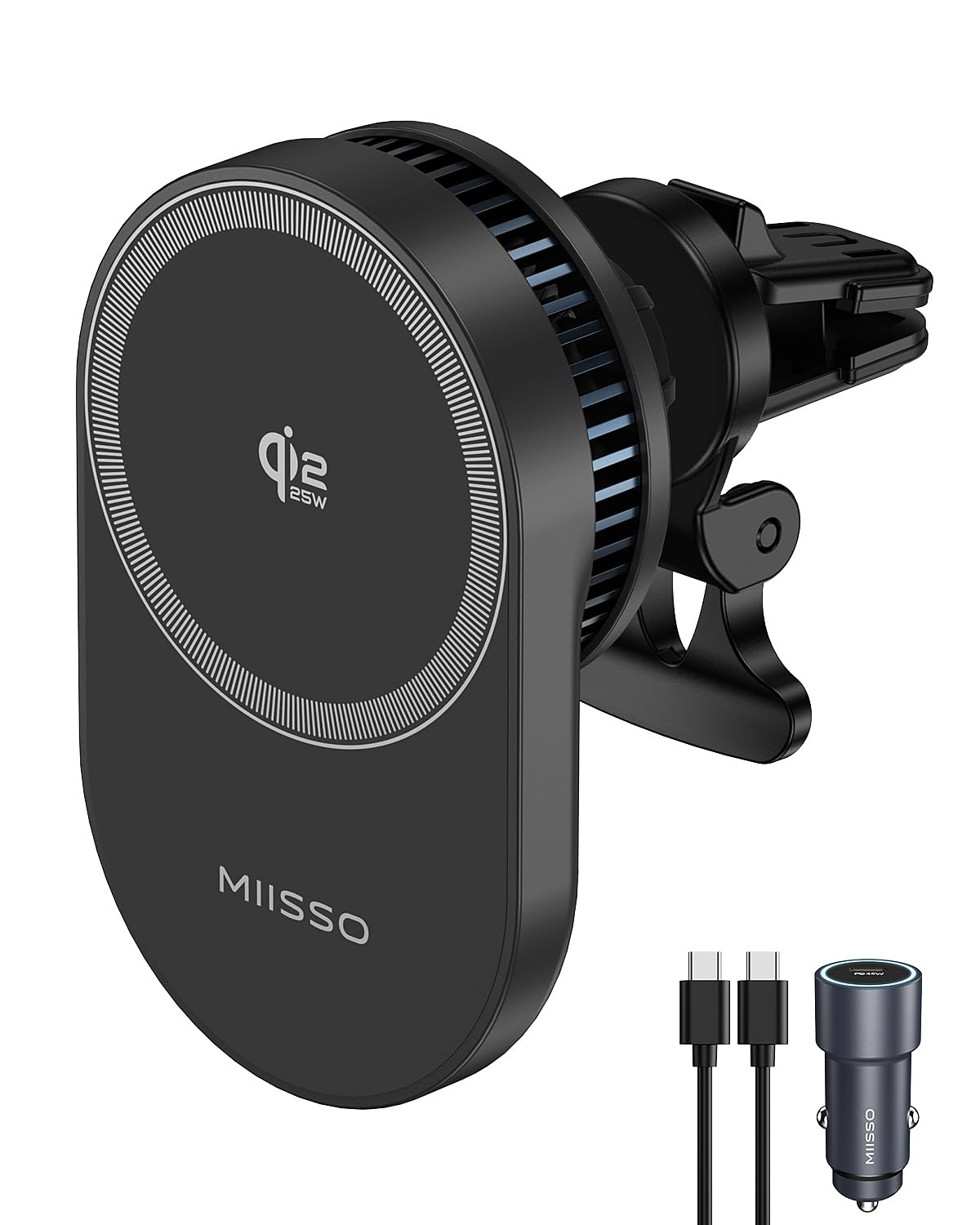 MIISSO Qi2.2 25W Magnetic Wireless Car Mount Charger with TEC Cooling Fan