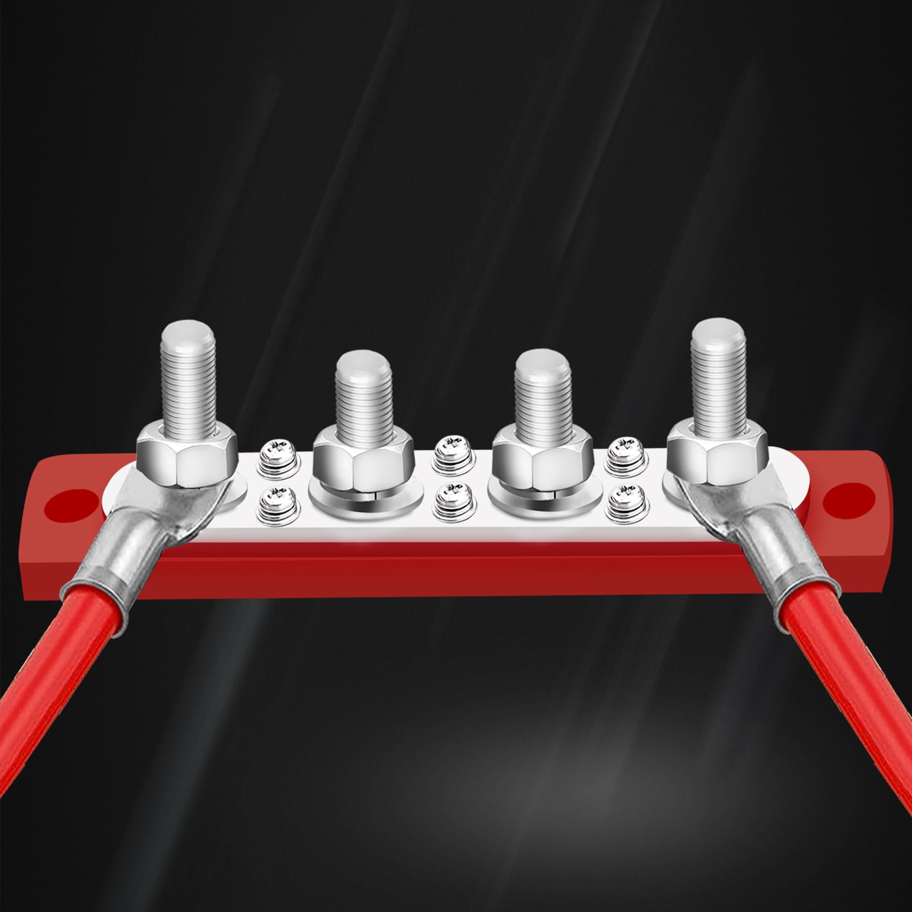 Maierke 250A Bus Bar 12V Marine 5/16'' Power Distribution Block Automotive Busbar Terminal Block,Battery Buss Bar (Pair, Red & B