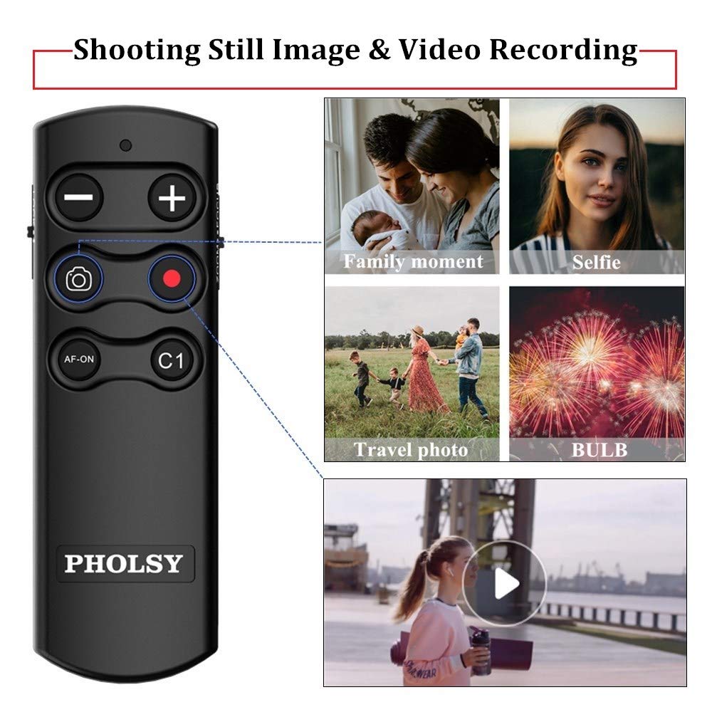 Pholsy Wireless Remote Commander For Sony Ilce-A1, A6400, A6600, A6700, A7C, A7M3, A7M4, A7Rm3, A7Rm4, A7Sm3, A9M2, Rx0M2, Rx100