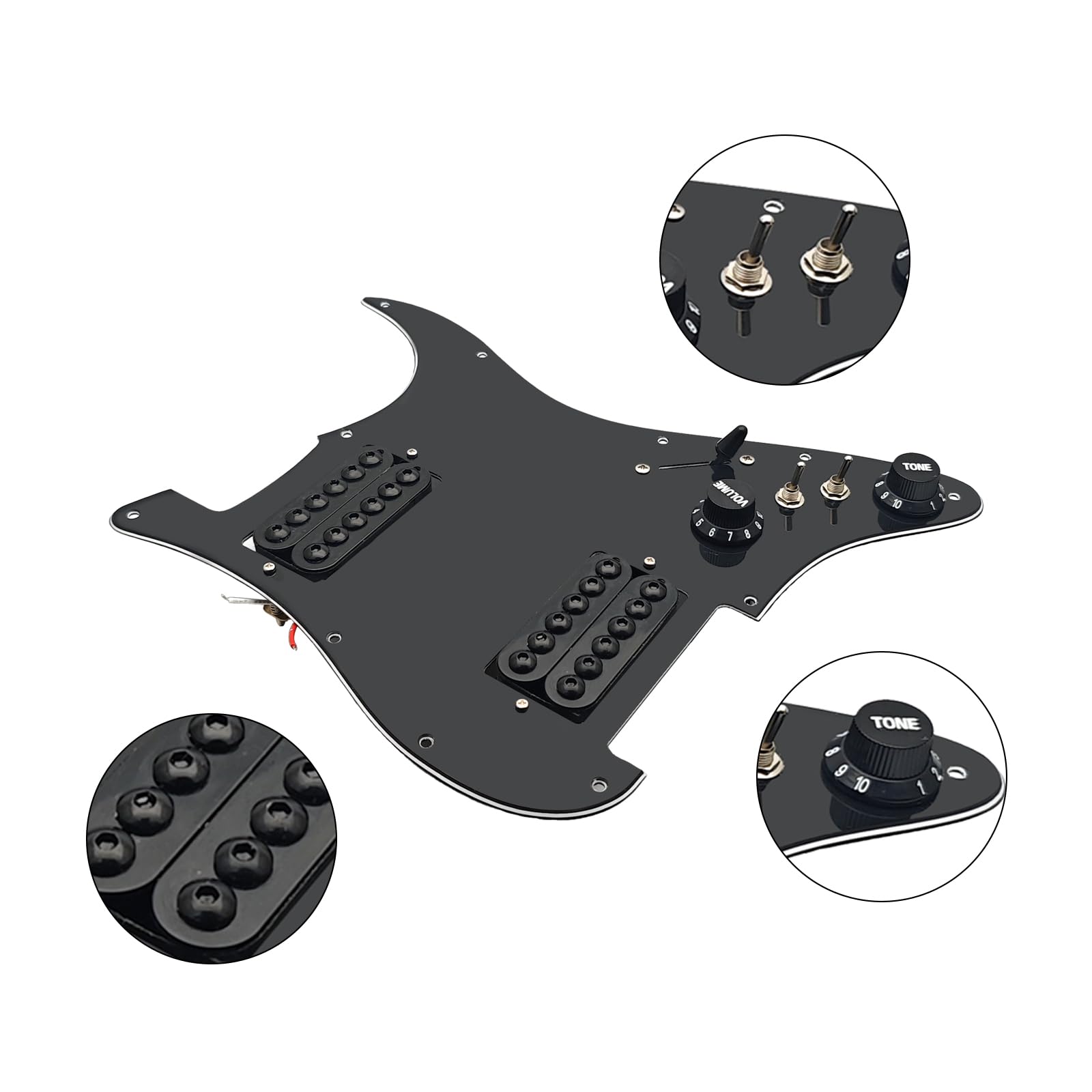 Maxcheer 11-Hole 3-Ply Hh Prewired Loaded Pickguard,Two Humbucker Coil Spliting Pickguard Hh Guitar Pickguard Electric Guitar Pi