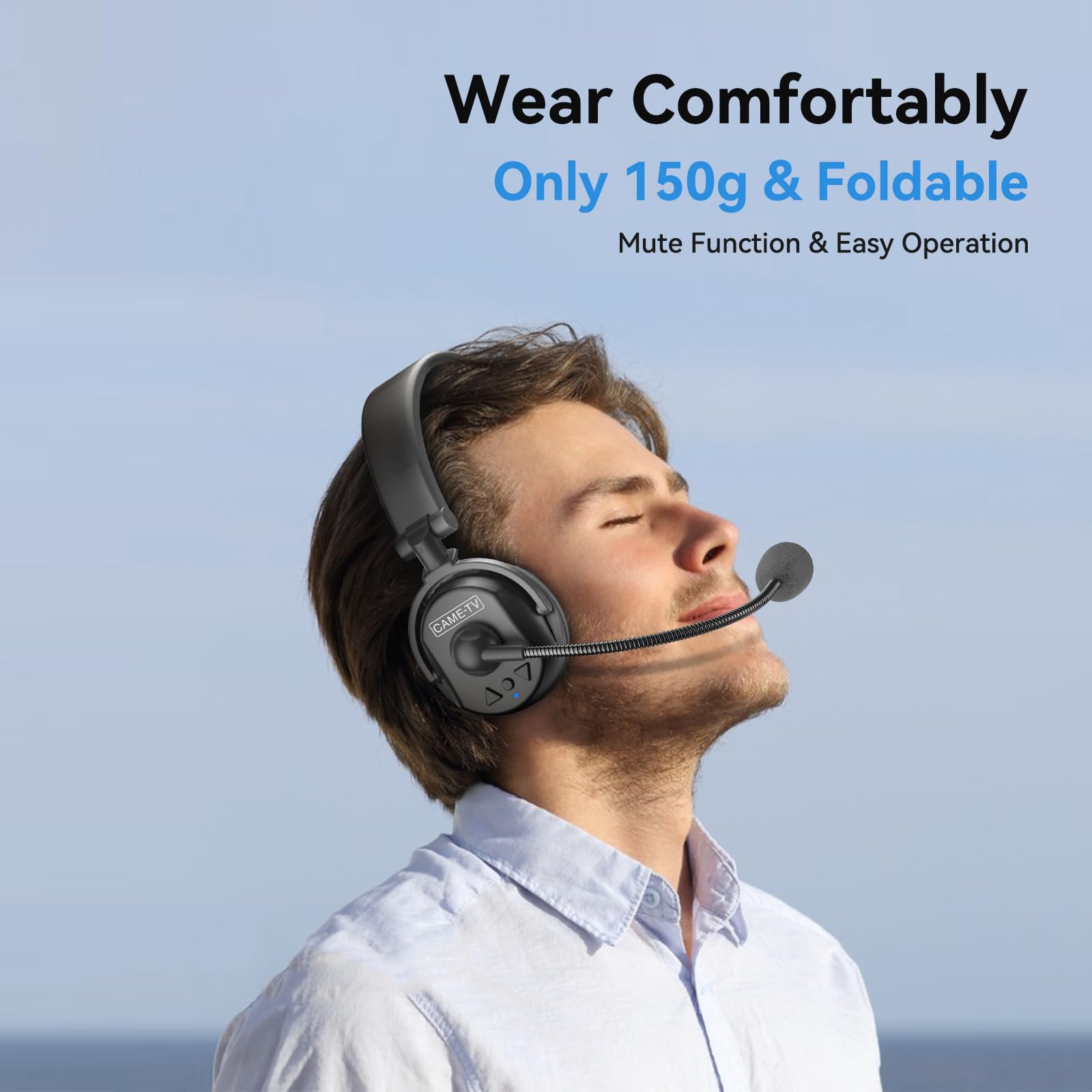 Cametv Waero 1.9Ghz Wireless Intercom Headset System Noise Cancellation Zero Latency Full Duplex 7 Person Team Communication Wit