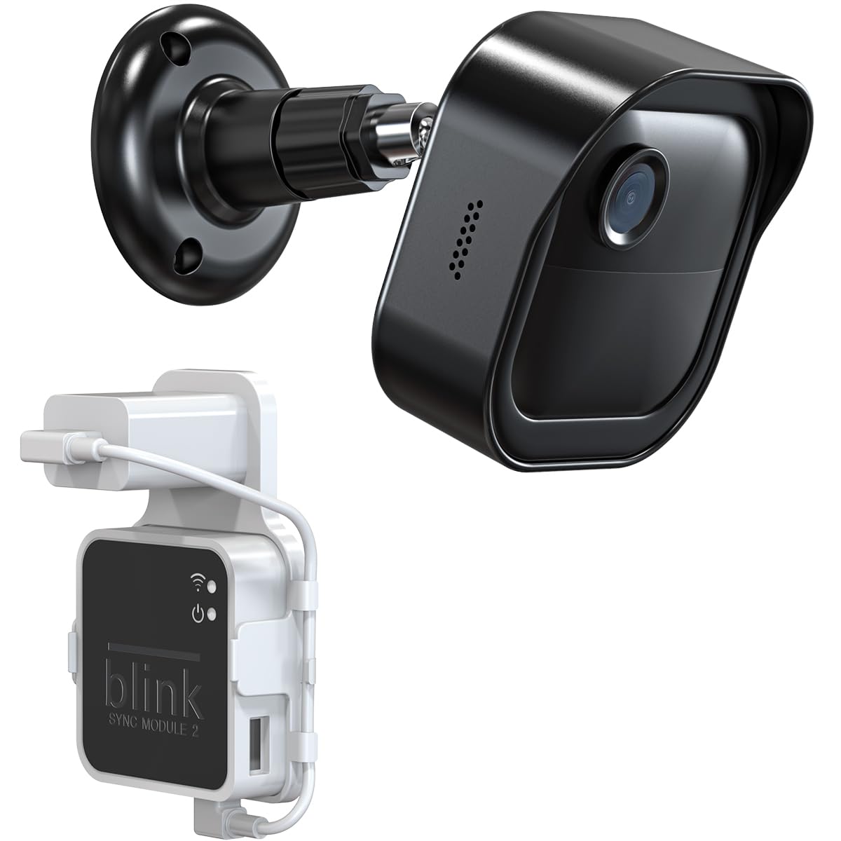 All-New Blink Outdoor 4 Camera Wall Mount, Weatherproof Protective Housing And 360 Adjustable Mount With Blink Sync Module 2 Mou