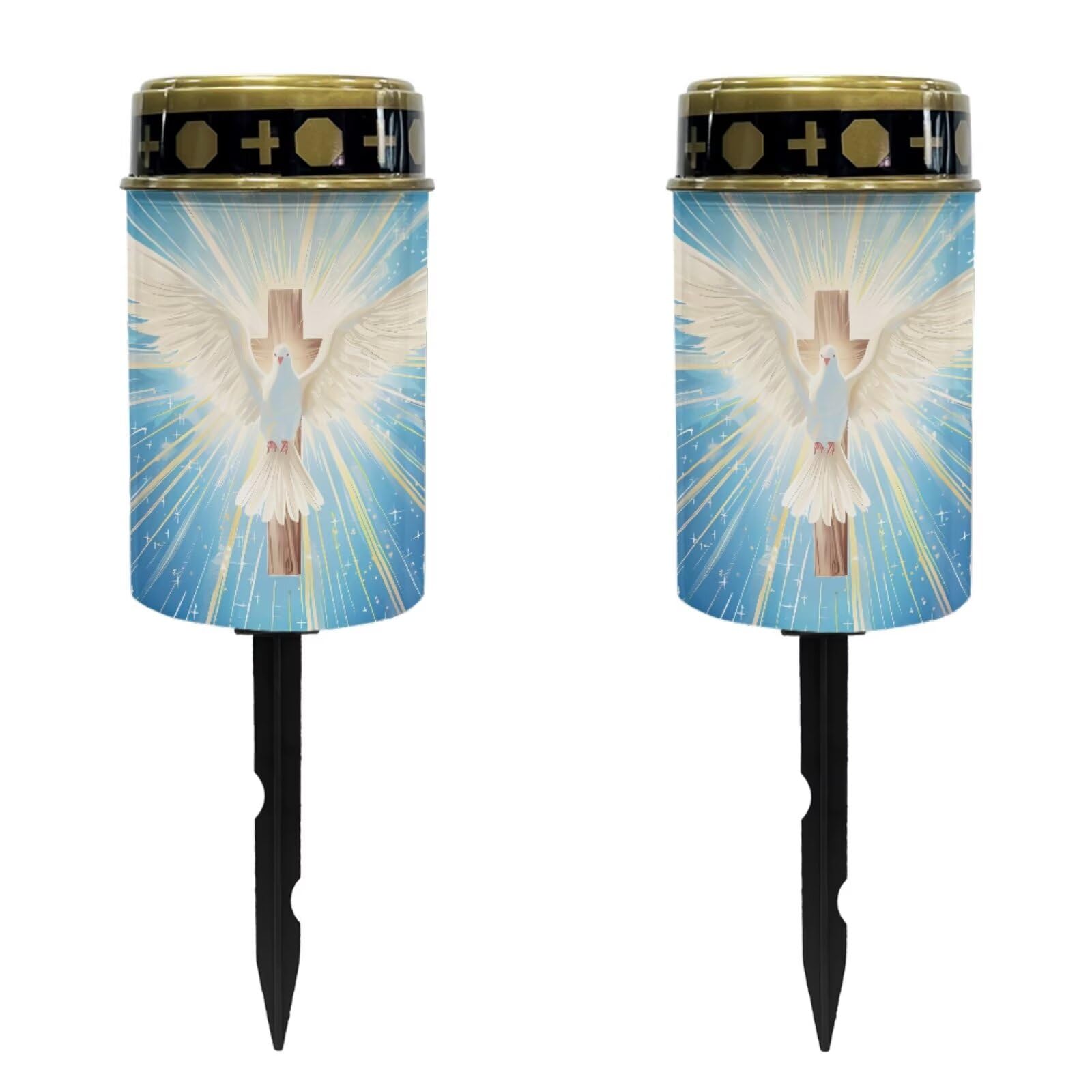 Luarisgur Cross with Peace Dove Cemetery Cross Solar Lights for Grave Personalized Memorial Light for Loved Ones Solar Powered F
