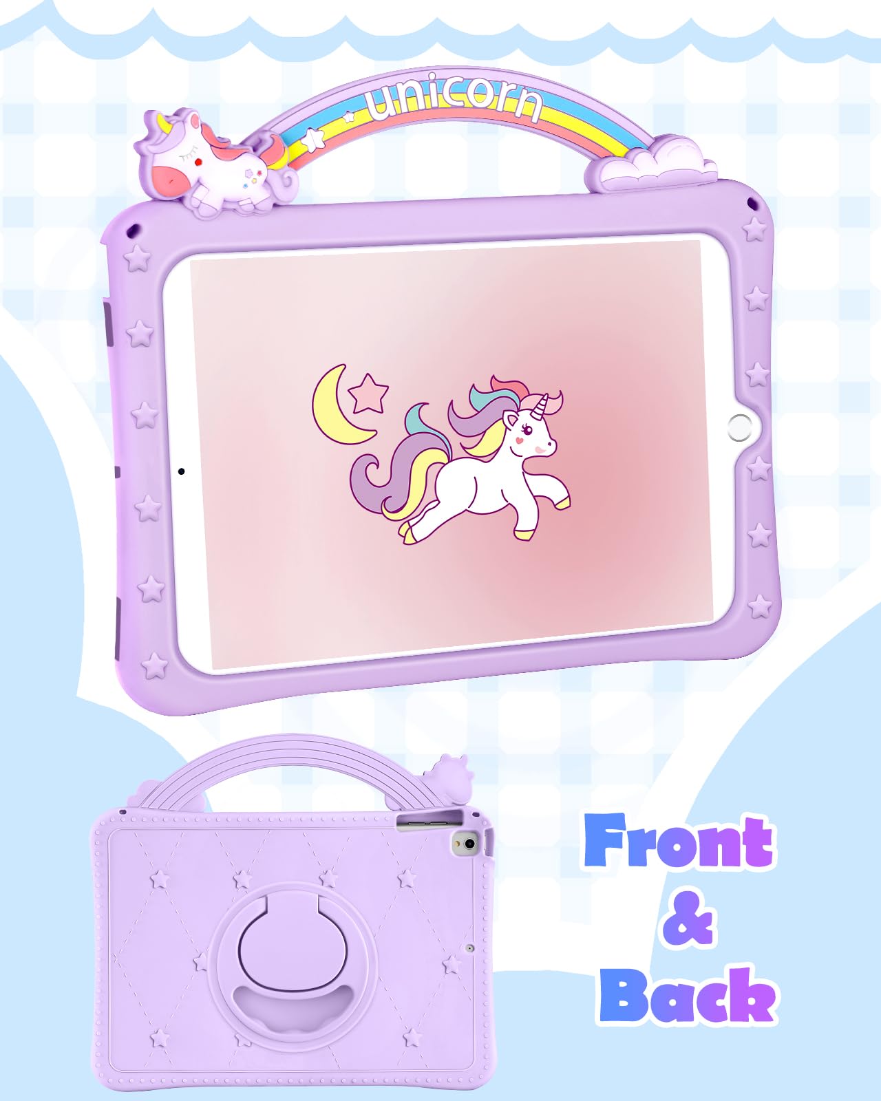 Wazzasoft For Ipad Air 3Rd Generation Case 2019, For Ipad Pro 10.5 Inch Case 2017   Girls Cute Girly Kawaii Purple Design Cover