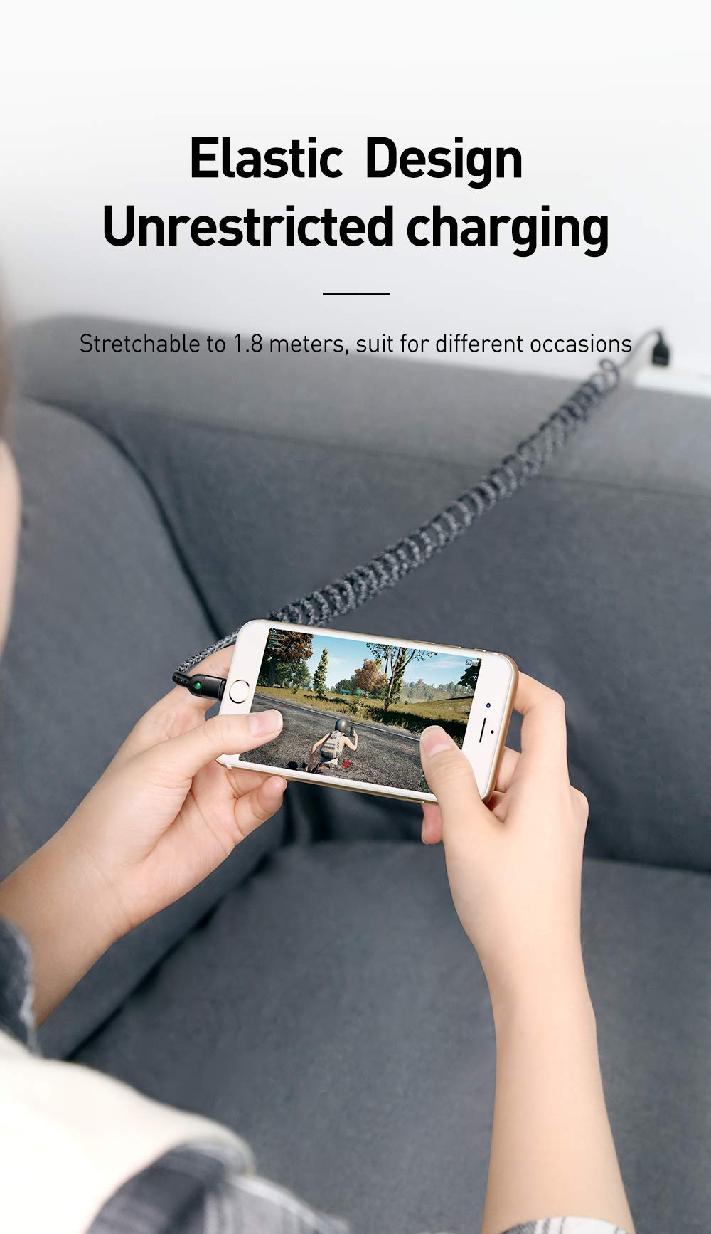 Mcdodo Anti Winding Cable, Led Coiled Cord Nylon Braided Sync Charge Usb Data 6Ft/1.8M Cable Compatible New Phone List Below (Bl