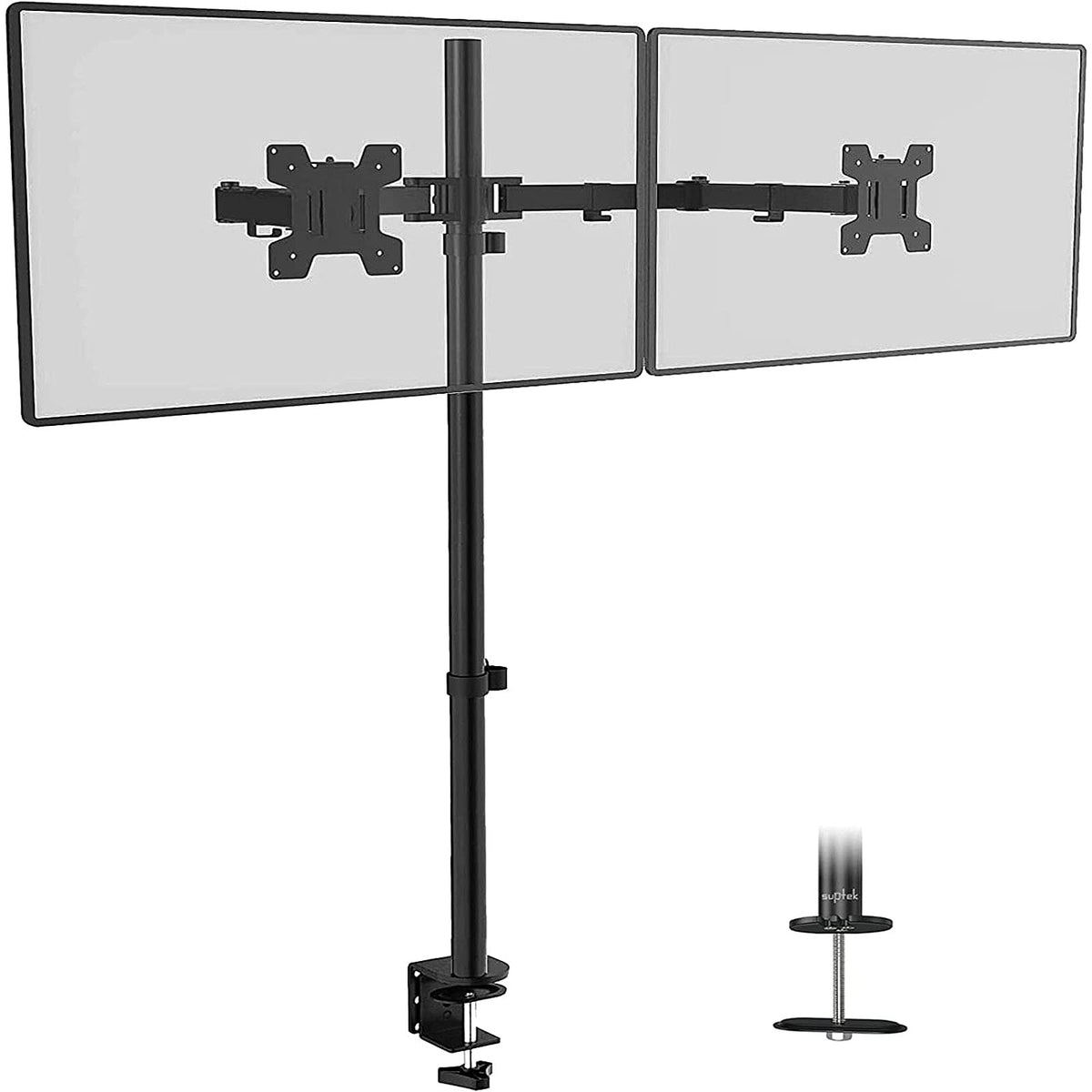Suptek Dual Led Lcd Monitor Stand Up Desk Mount Extra Tall 31.5'' Pole Heavy Duty Fully Adjustable Stand For 2 / Two Screens Up 