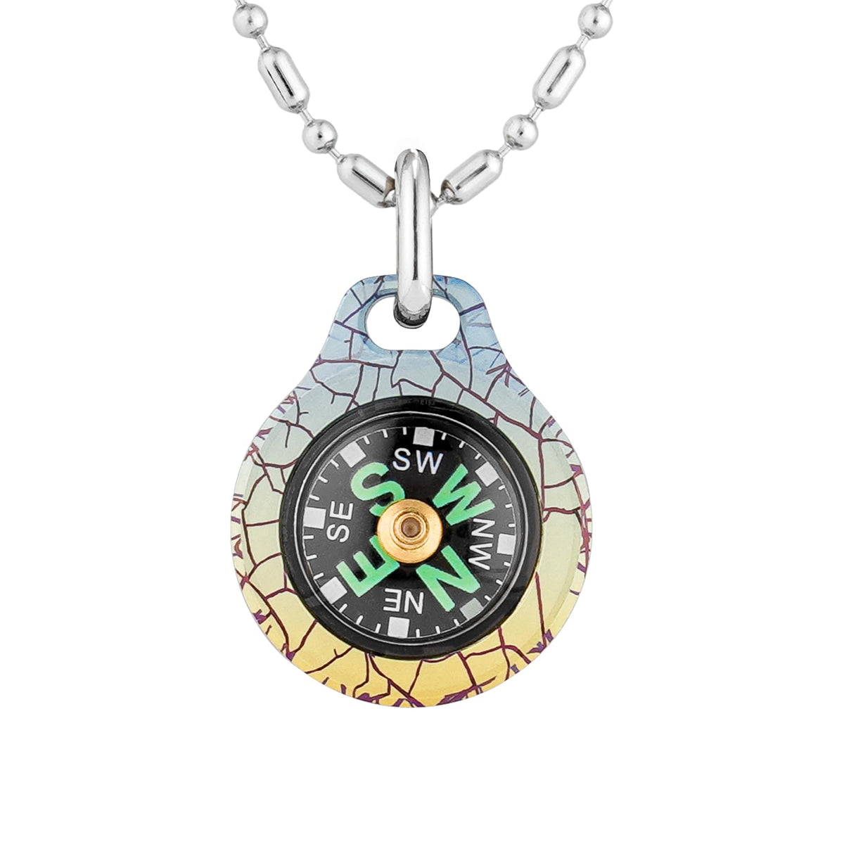 Mecarmy Cmp Titanium Ice Crackle Mini Compass, Pocket Compass Hiking Survival, Small Ipx5 Waterproof, Glow In The Dark, Compact,