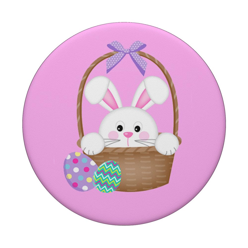Easter Bunny In Basket With Eggs Pink Lavender Gift For Girl Popsockets Standard Popgrip