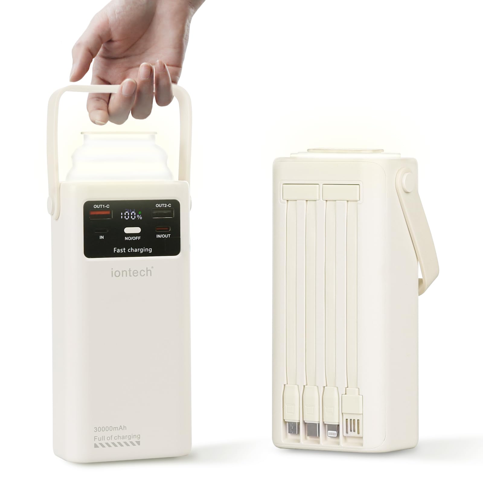 2 In 1 Power Bank 30,000Mah With Camping Lights, 111Wh Power Station, Portable Outdoor Generator 82.5W Max Fast Charging, Smart