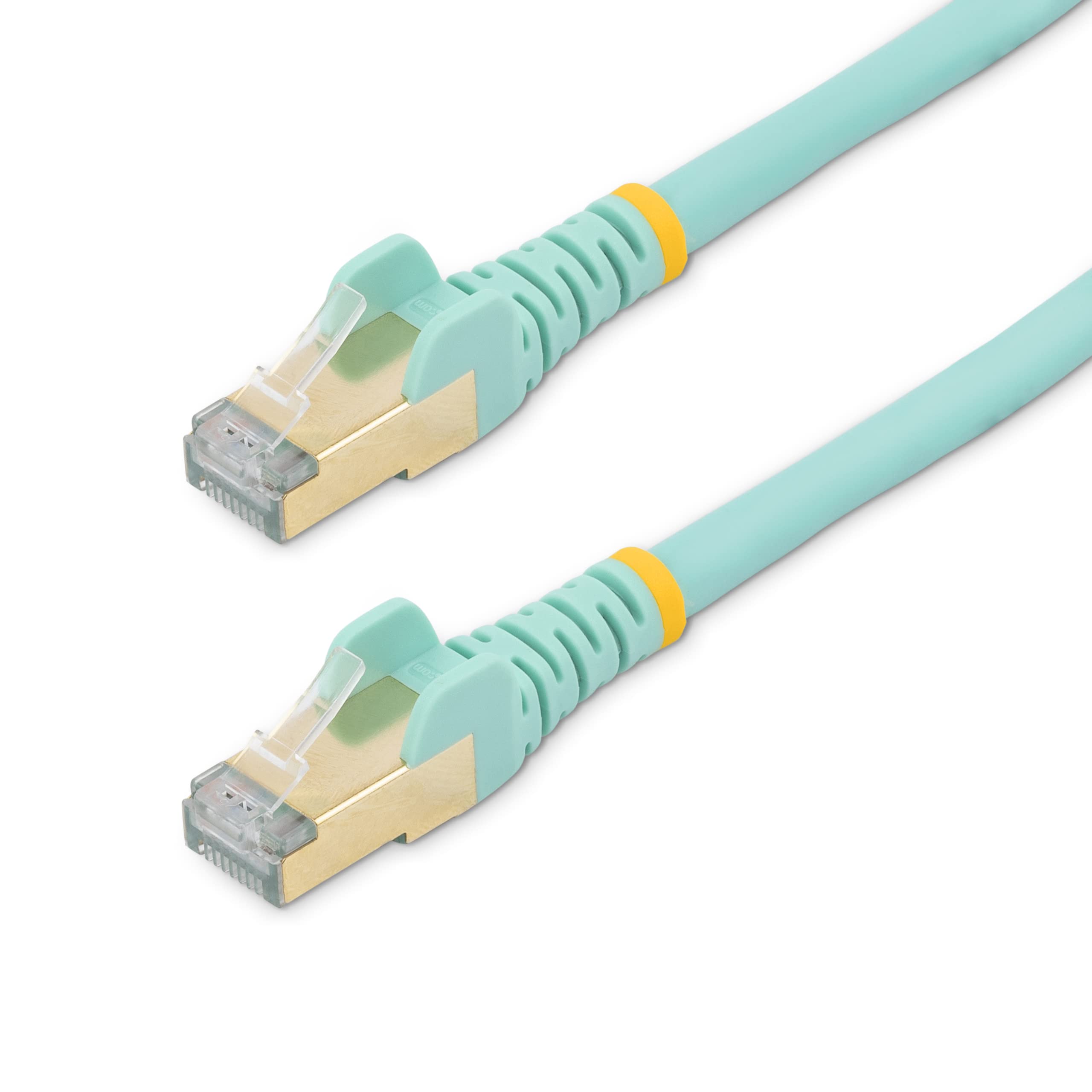 StarTech.com 30ft CAT6a Ethernet Cable   10 Gigabit Shielded Snagless RJ45 100W PoE Patch Cord   10GbE STP Network Cable w/Strain Relief   Aqua Fluke Tested/Wiring is UL Certified/TIA (C6ASPAT30AQ)