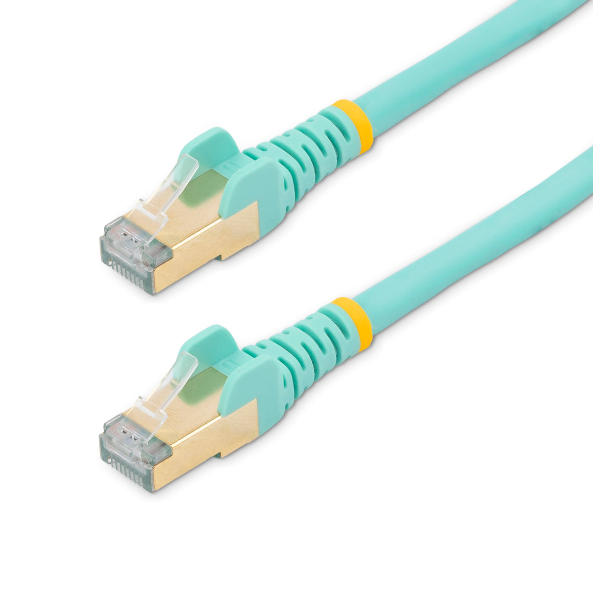 StarTech.com 8ft CAT6a Ethernet Cable   10 Gigabit Shielded Snagless RJ45 100W PoE Patch Cord   10GbE STP Network Cable w/Strain Relief   Aqua Fluke Tested/Wiring is UL Certified/TIA (C6ASPAT8AQ)