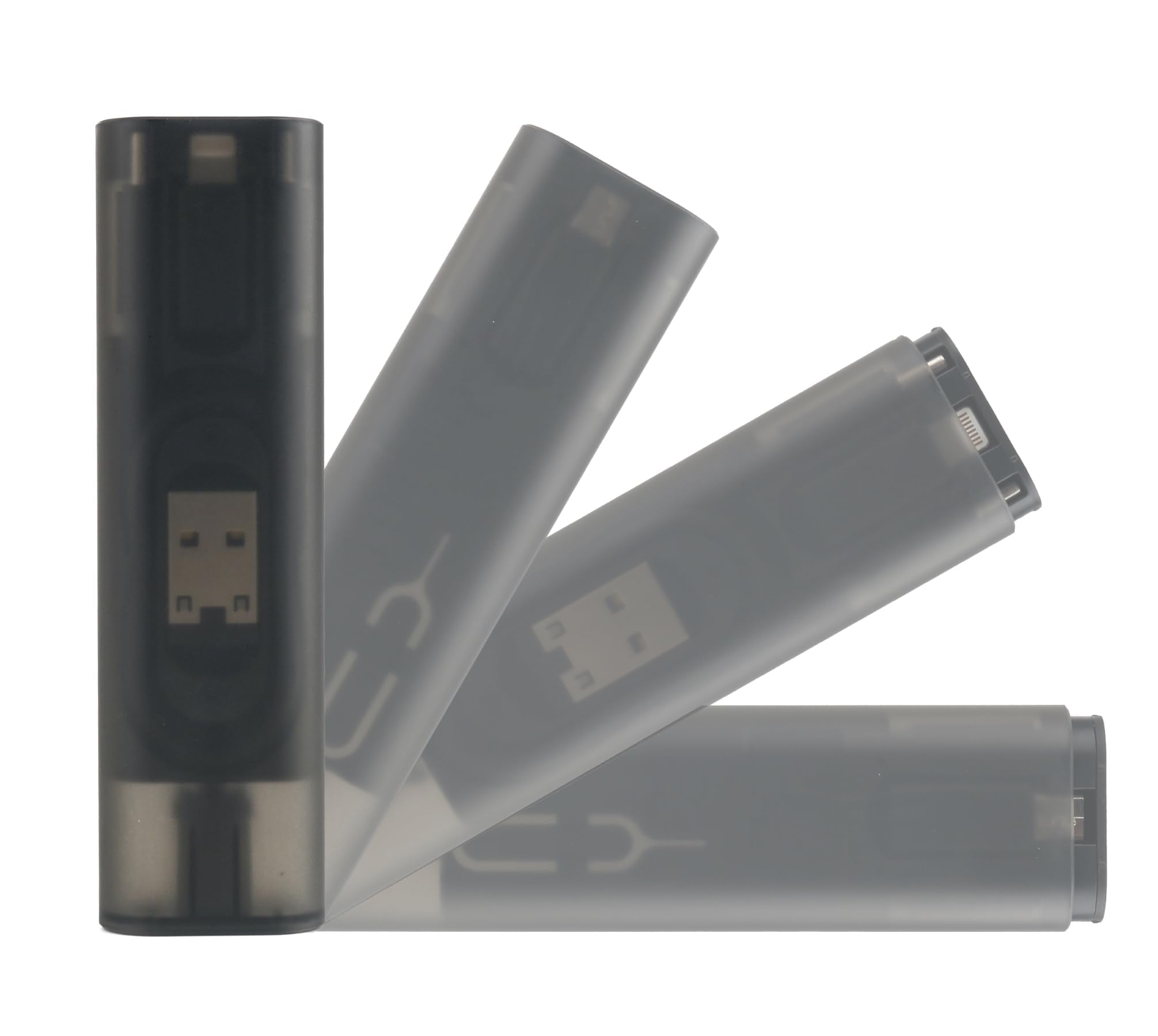 Yinow Usb Type C To C Charging And Data Transfer Cable With 3 Adapters Combination Set In Tube Case, Translucent Black