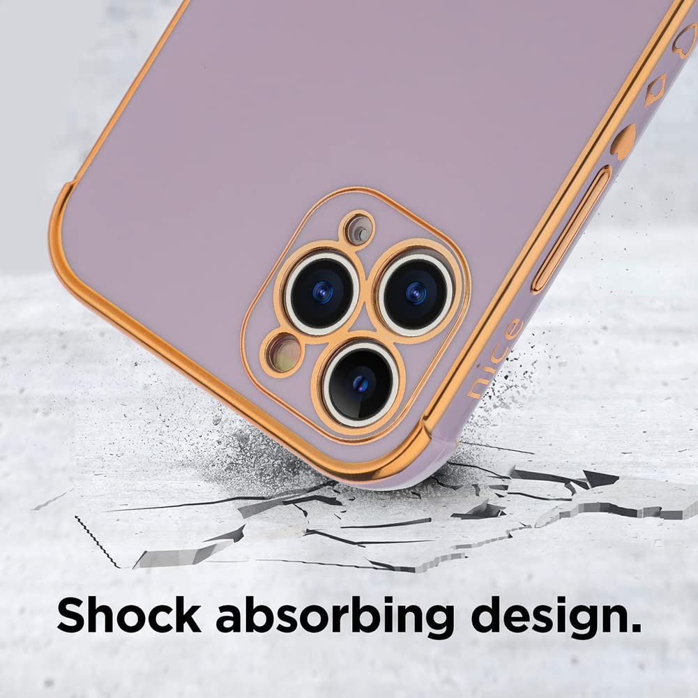 Kanghar Iphone 11 Pro Case For Women Girl, Plating Edge Cute Love Heart Soft Tpu Bumper With 4 Corners Shockproof Protection Pho