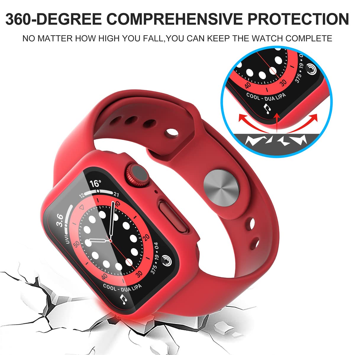 Diruite Suoman 2 Pack For Apple Watch Series 8/7/6/5/4/Series Se/Se 2 44Mm All Around Screen Protector Case, Tempered Glass Scre