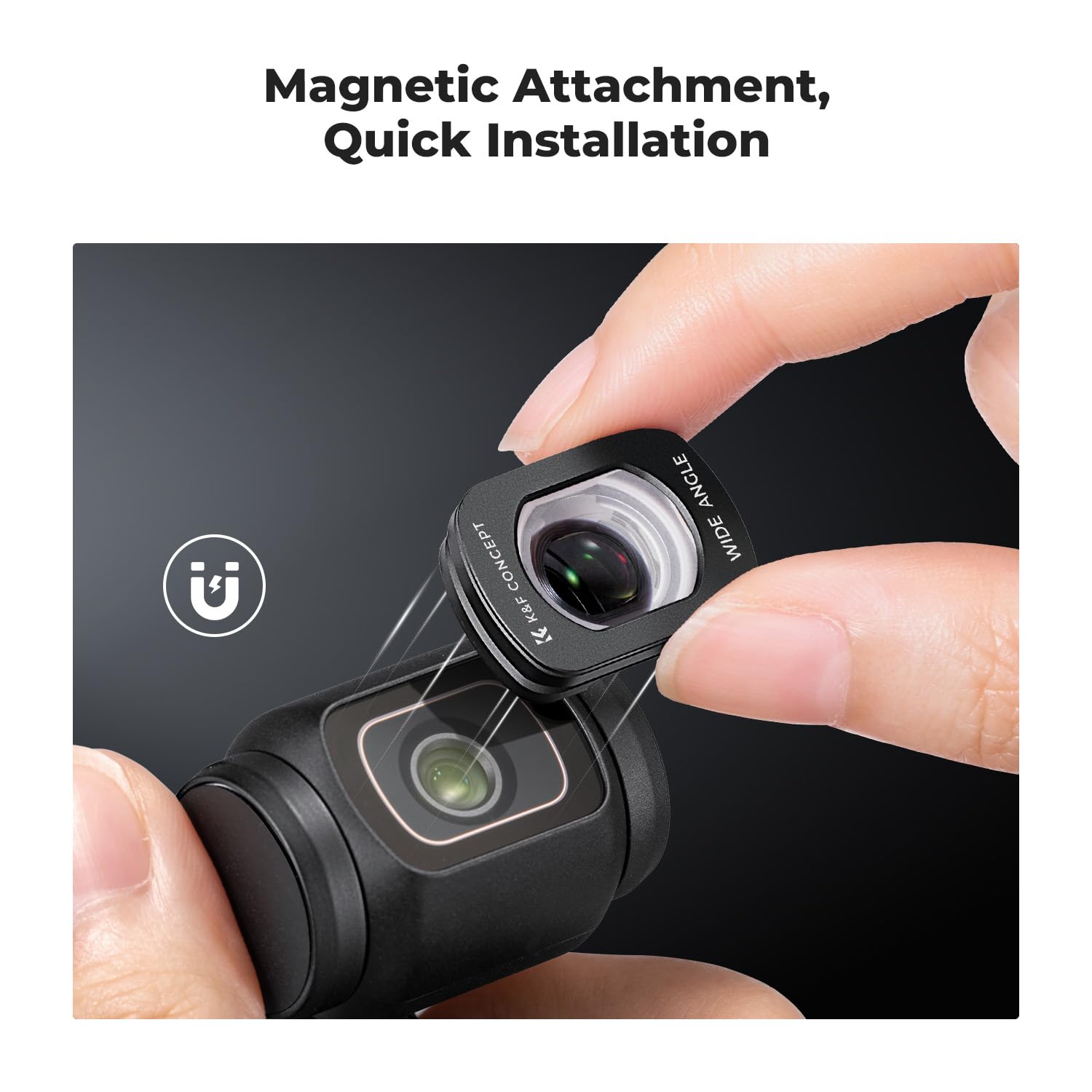 K&F Concept Wide Angle Lens Compatible With Dji Osmo Pocket 3, Magnetic Attach/Multi Coated/Optical Glass