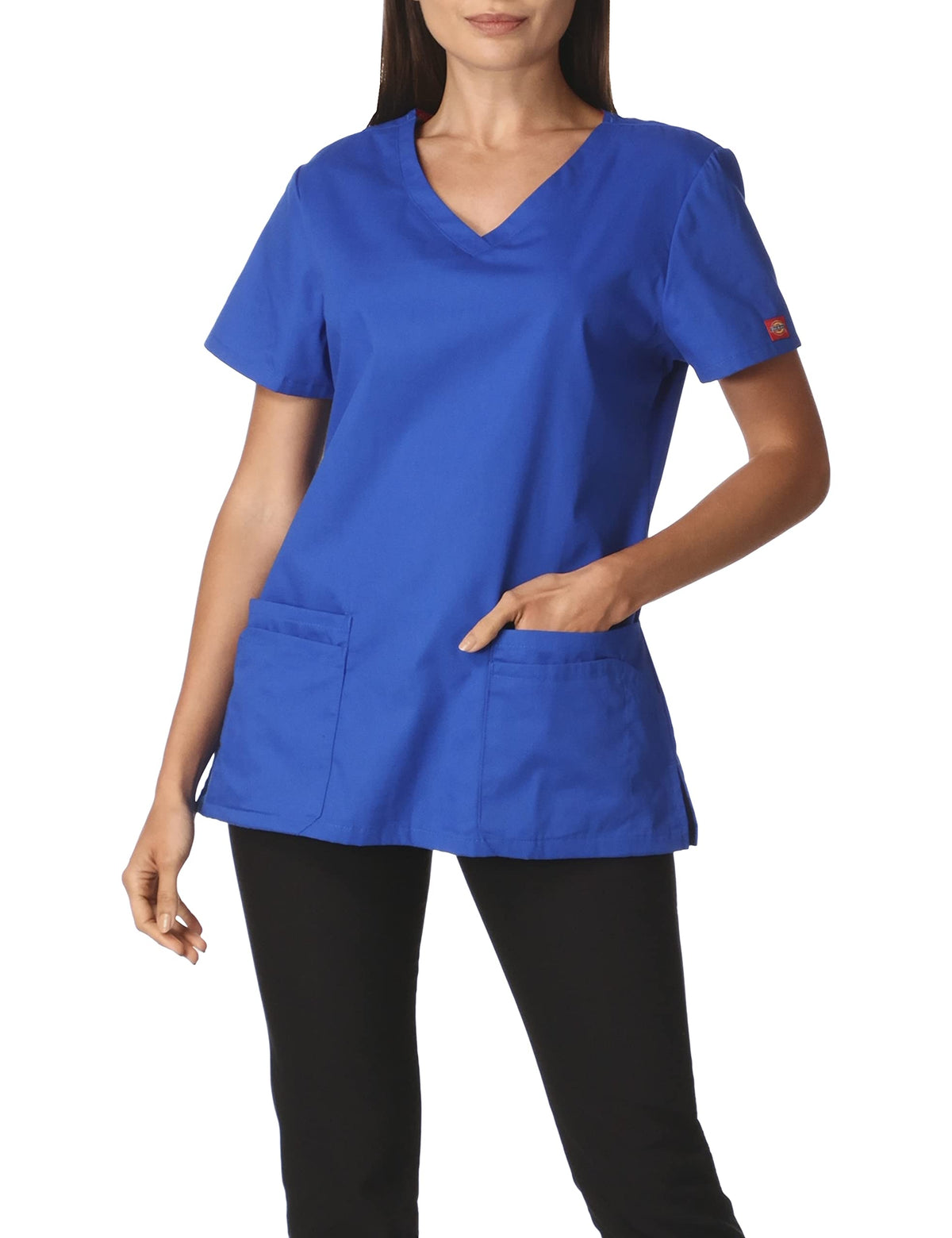 Dickies Womens Eds Signature V Neck Top With Multiple Patch Pockets, Royal, X Large
