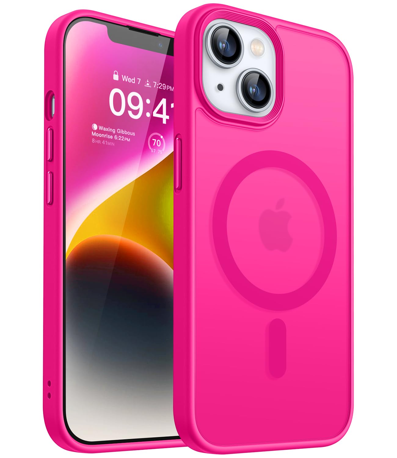 Canshn For Iphone 14 Case/Iphone 13 Case, Compatible With Magsafe, Translucent Matte Back Slim Shockproof Phone Cover, Hot Pink