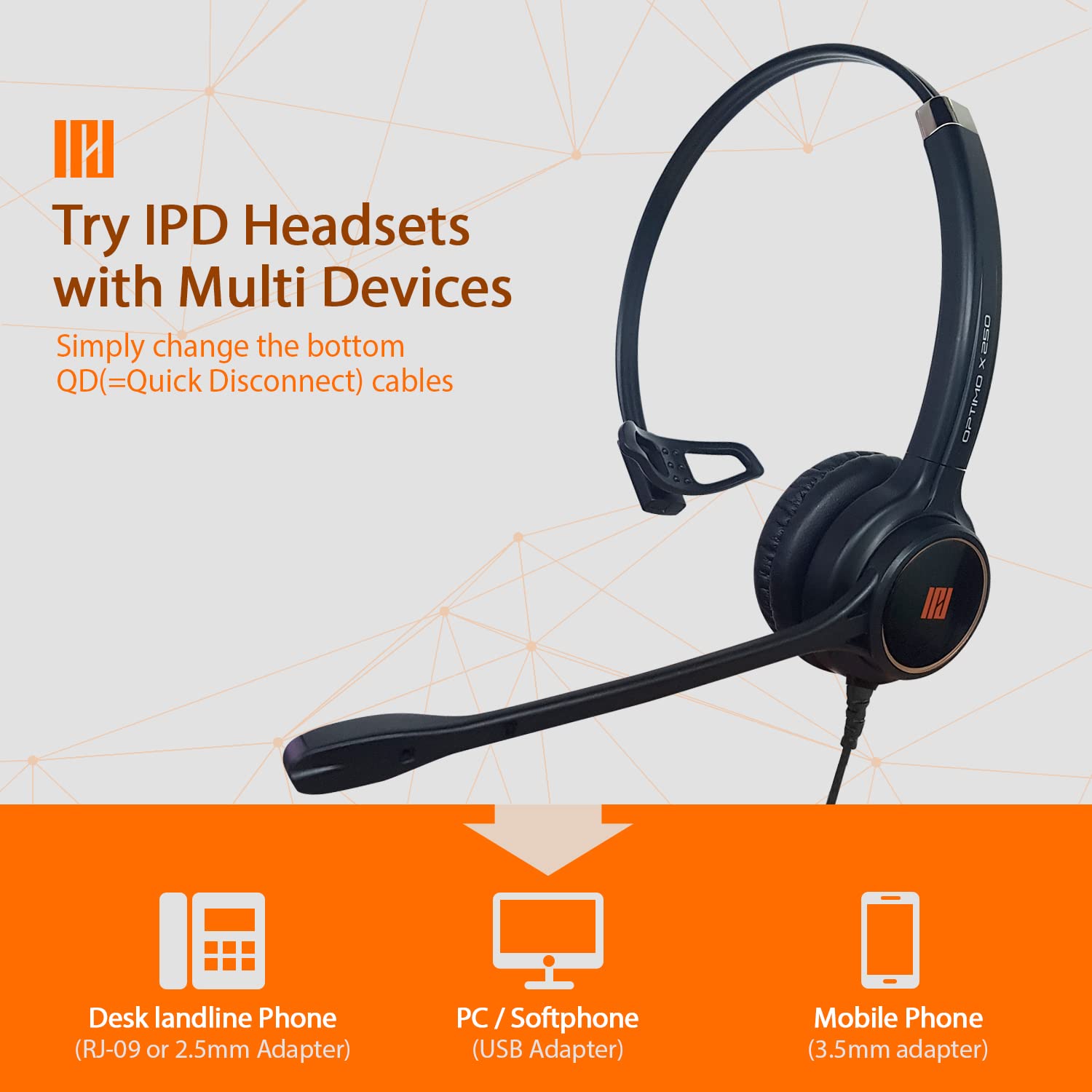 Ipd Iph 250 Phone Headset With Noise Cancelling Microphone And 2.5Mm Jack For Office And Call Center  Compatible With Ciso Spa,P