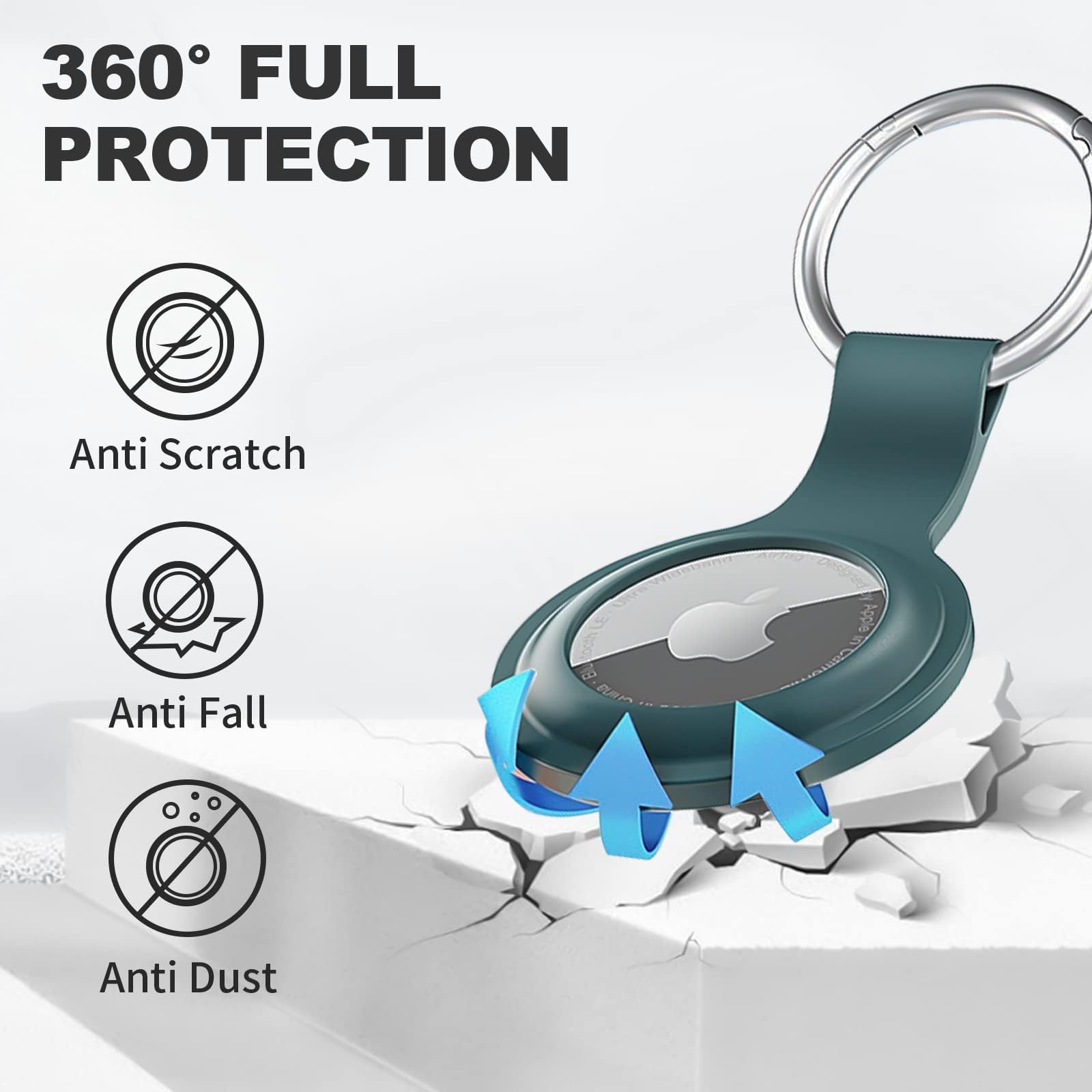 ?4 Pack? Linsaner Compatible With Airtag Case Keychain Air Tag Holder Silicone Airtags Key Ring Cases Tags Chain Apple Airtag Gp