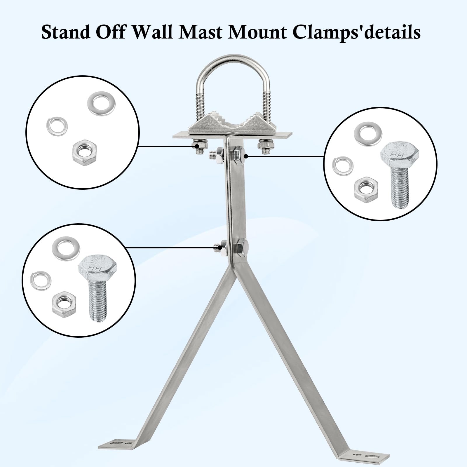 Xrds Rf Antenna Wall Mount 16 Inch Heavy Duty Stand Off Wall Mast Mount Windproof Antenna Mounting Bracket For Tv Antenna Mast (2 Leg + 2 Leg)