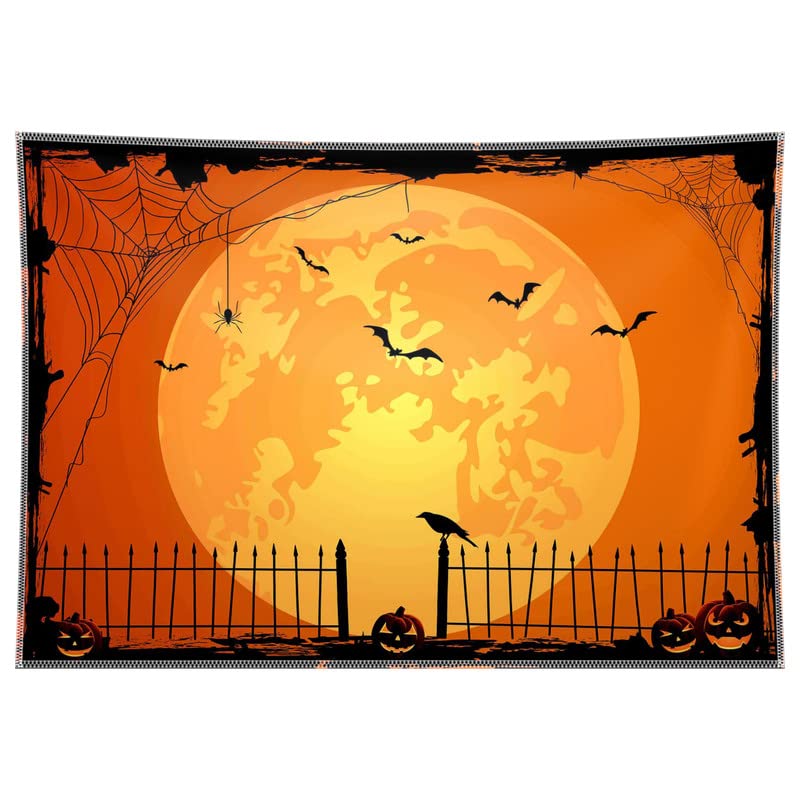Swepuck 8X6Ft Orange Halloween Photo Backdrop For Parties Large Pumpkin Patch Moon Picture Photography Background Kids Witch Hau