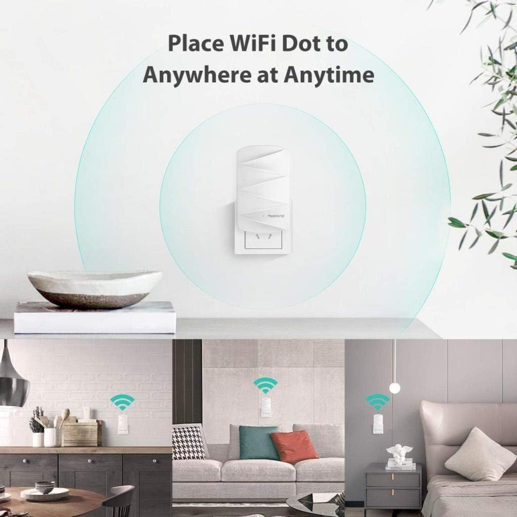Meshforce M3 Dot Wall Plug Wifi Extender, Works With Meshforce M1 And M3 Whole Home Mesh Wifi System   Use With Only Meshforce W