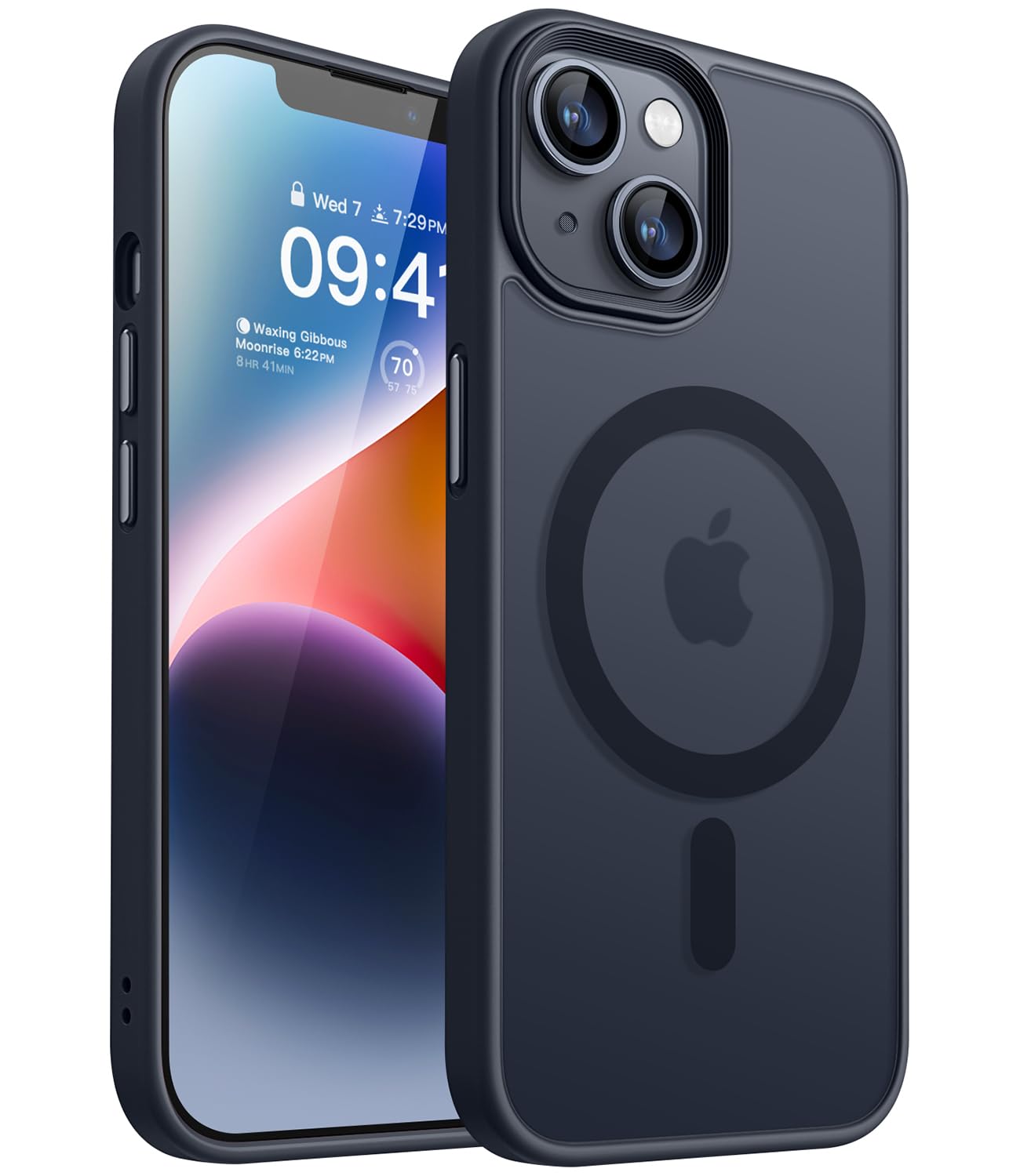 Canshn For Iphone 14 Case/Iphone 13 Case, Compatible With Magsafe, Translucent Matte Back Slim Shockproof Phone Cover, Black