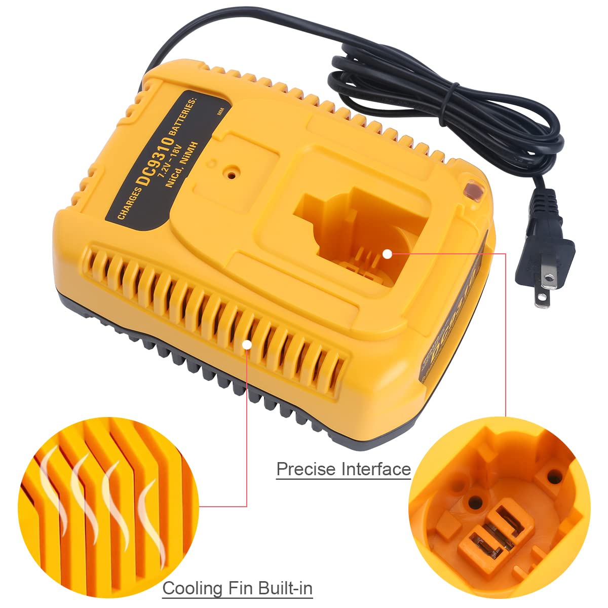 Lasica Dc9310 Fast Charger Compatible With Dewalt 18V Battery Charger Dc9310 Compatible With Dewalt 7.2V-18V Xrp Nicad/Nimh Batt