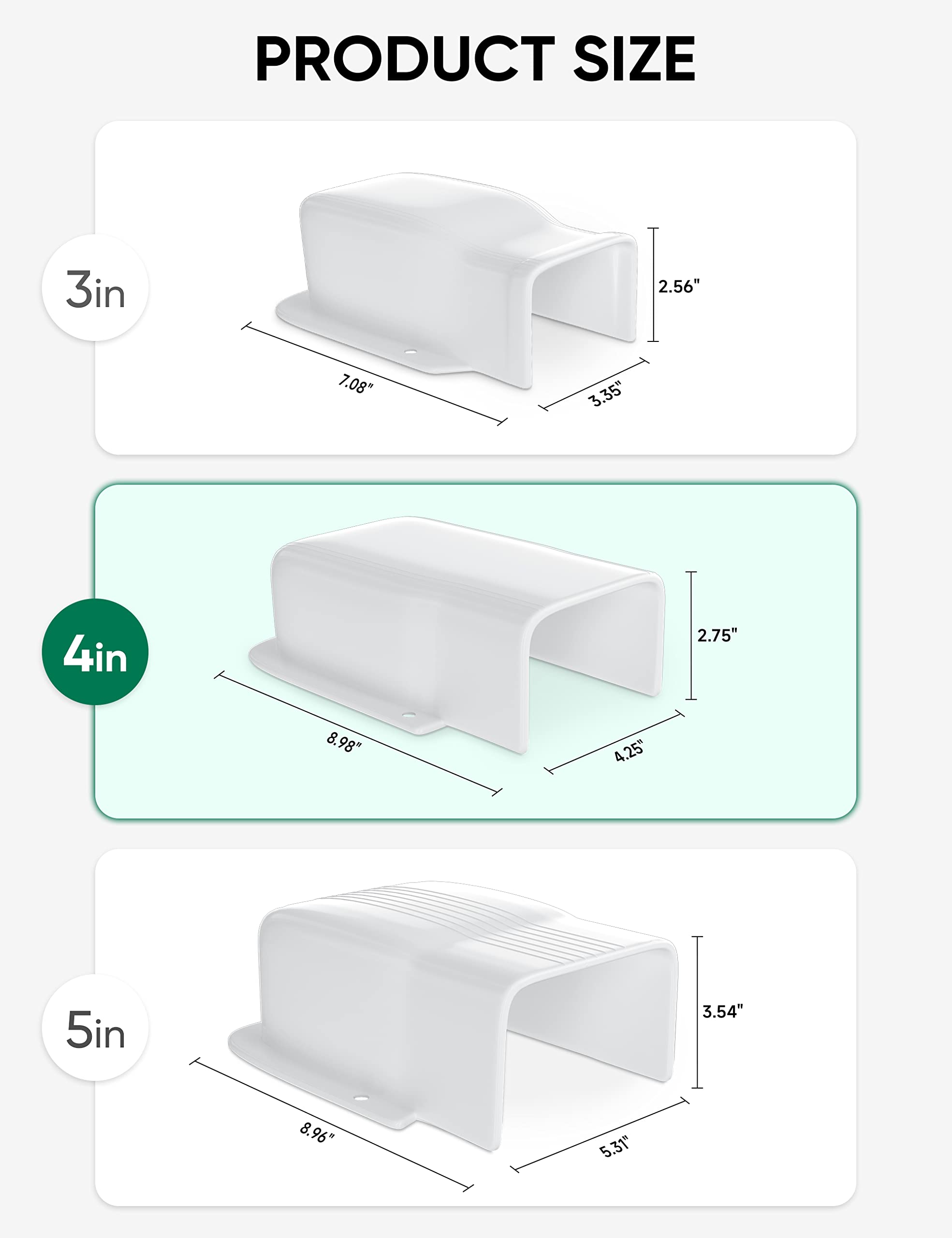 Plusluck 4'' Entry Wall Cover Line Cover Set Parts Pvc Accessory For Decorative For Ductless Mini Split, Central Ac And Heat Pum